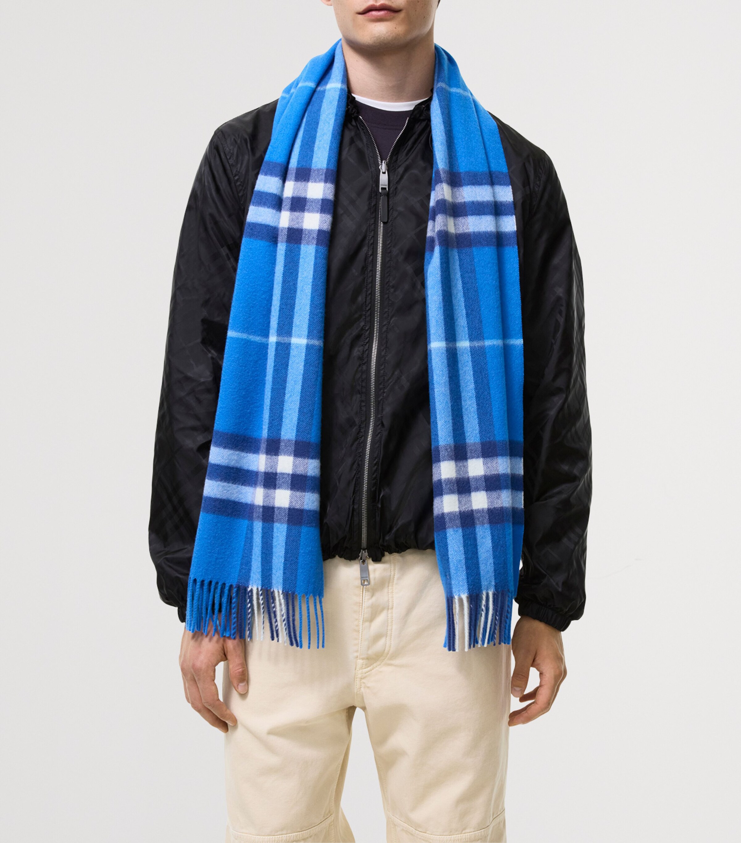 Burberry Cashmere Check Scarf Lido Blue Image 5