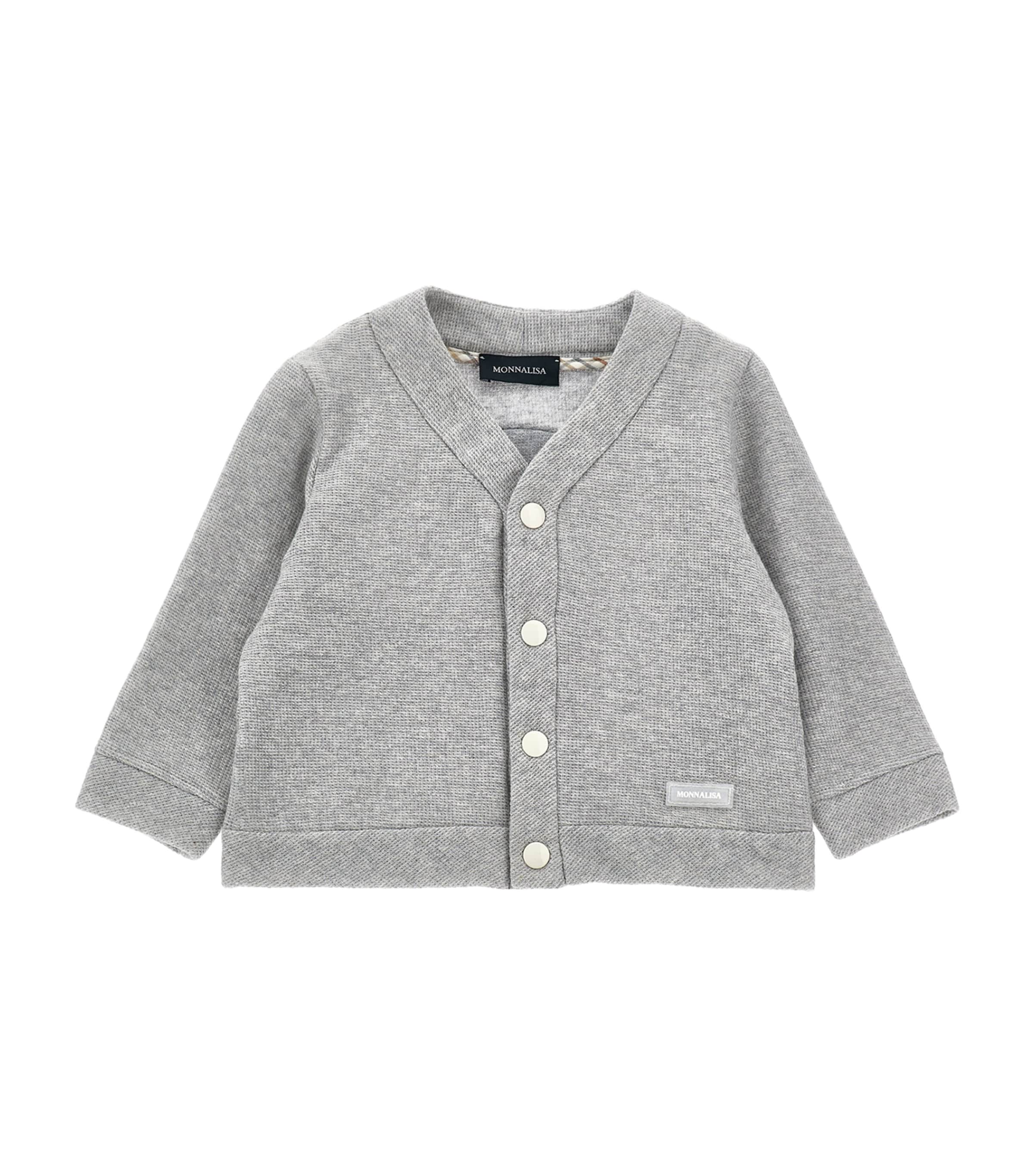 Monnalisa Babies' Bear Appliqué Cardigan In Gray