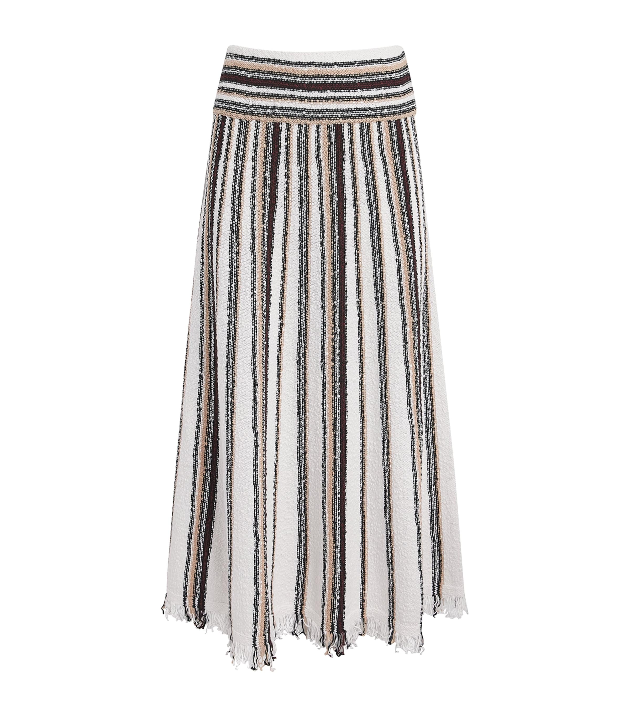 ME+EM Womens Stretch-Cotton Bouclé Maxi Skirt Cream Multi Image 1