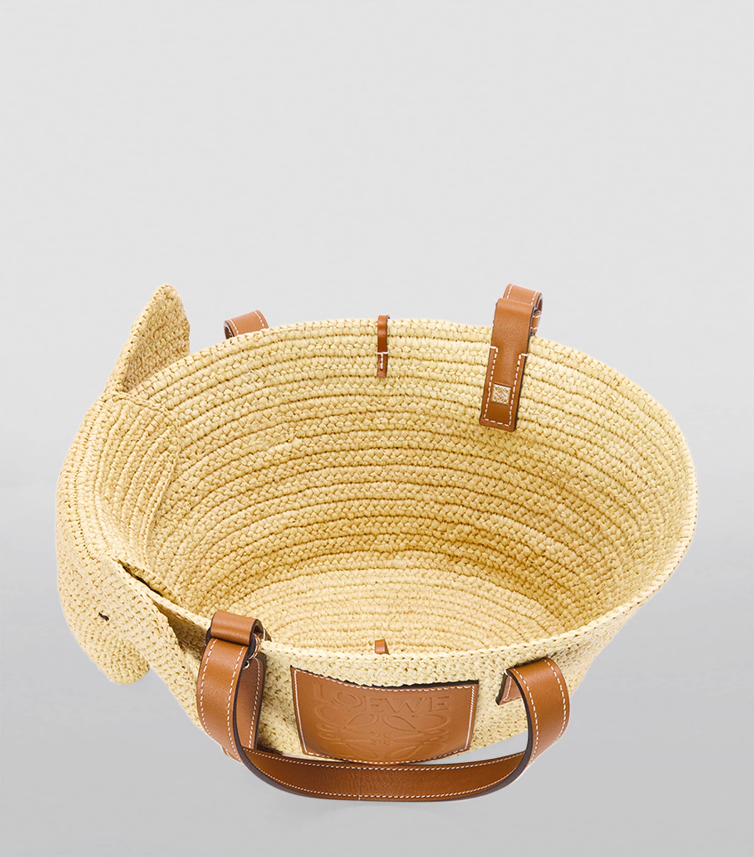 Small Woven Elephant Basket Tote Bag NATURAL/TAN Image 2