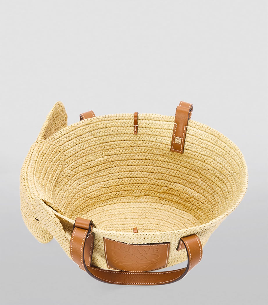 Small Woven Elephant Basket Tote Bag NATURAL/TAN Image 2