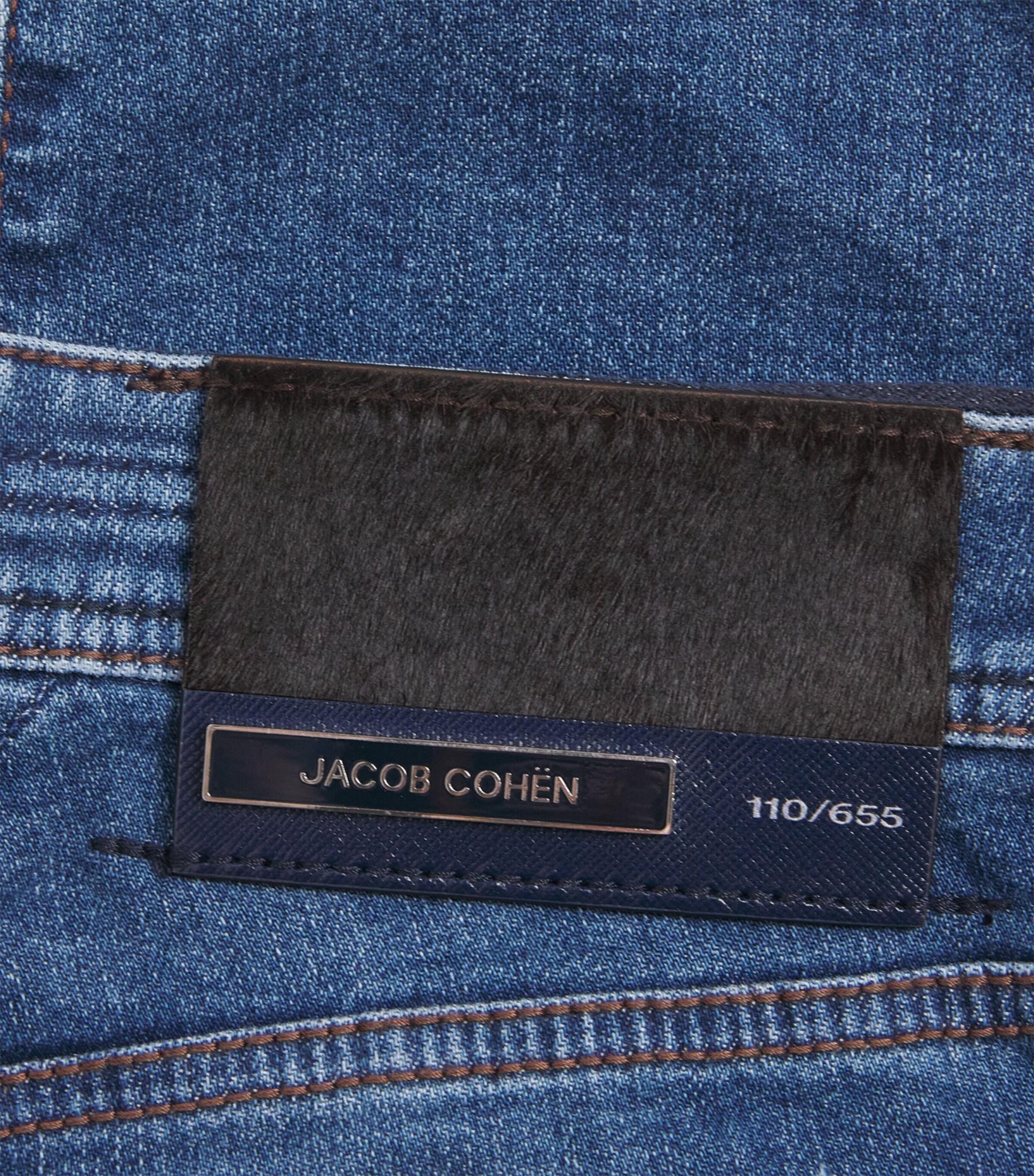 Jacob Cohën Mens Limited Edition Pony Hair-Patch Bard Tapered Jeans Medium Blue Image 6
