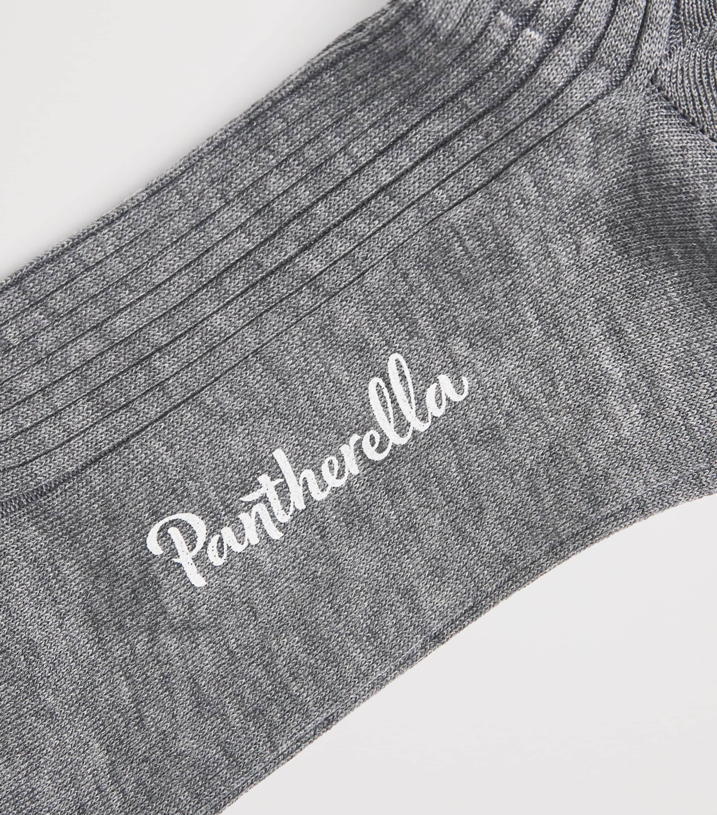 Pantherella Mens Ribbed Danvers Socks Mid Grey Mix Image 2