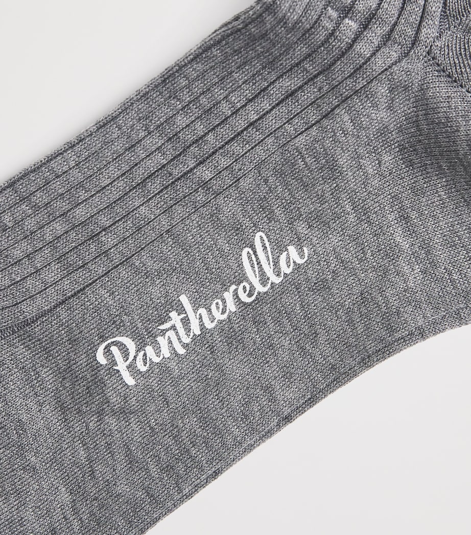 Pantherella Mens Ribbed Danvers Socks Mid Grey Mix Image 2