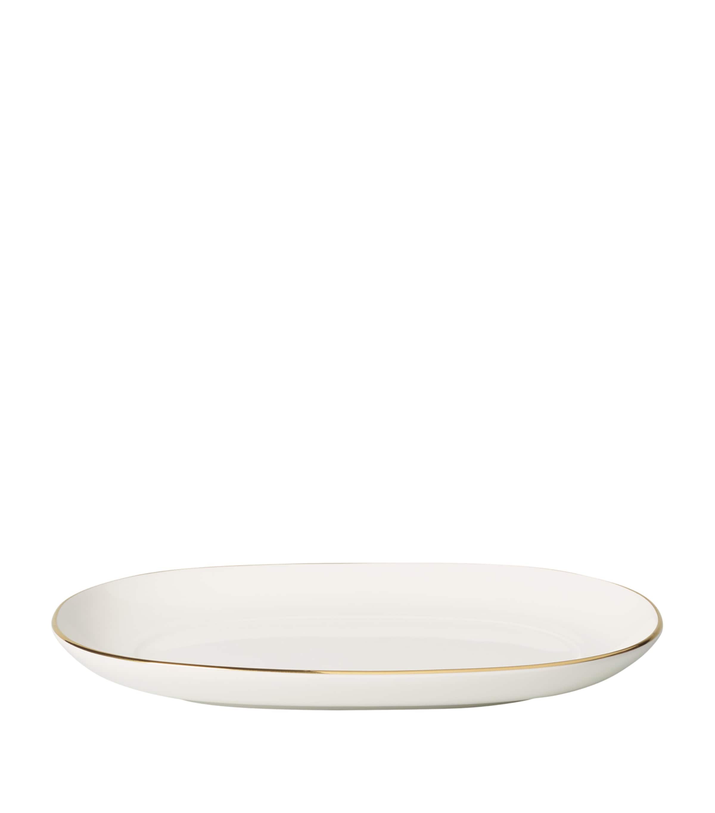 Porcelain Gold-Trimmed Anmut Pickle Dish (22cm x 20cm) WHITE Image 3