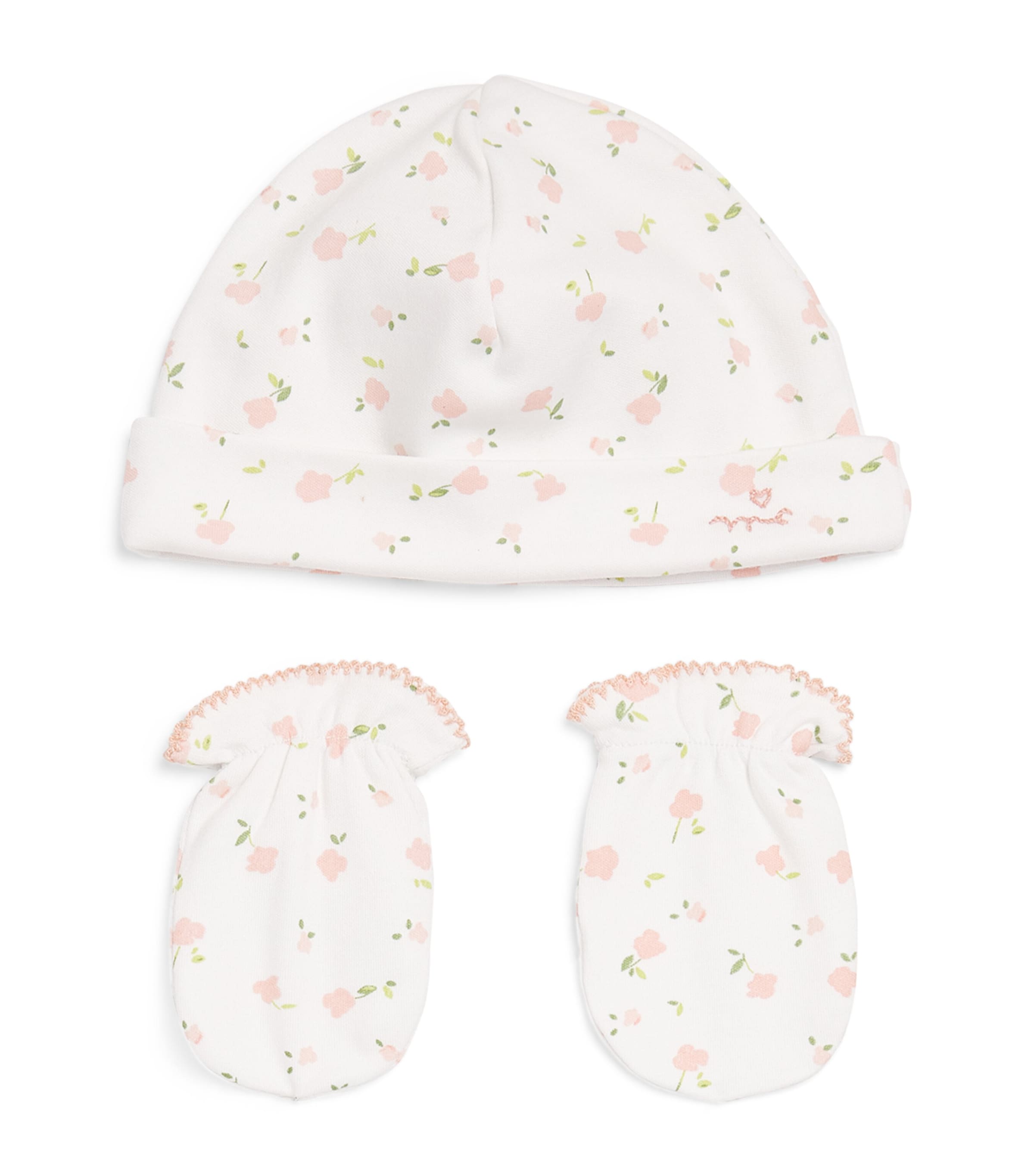 Marie-chantal Kids' Pima Cotton Bloom Hat And Mittens