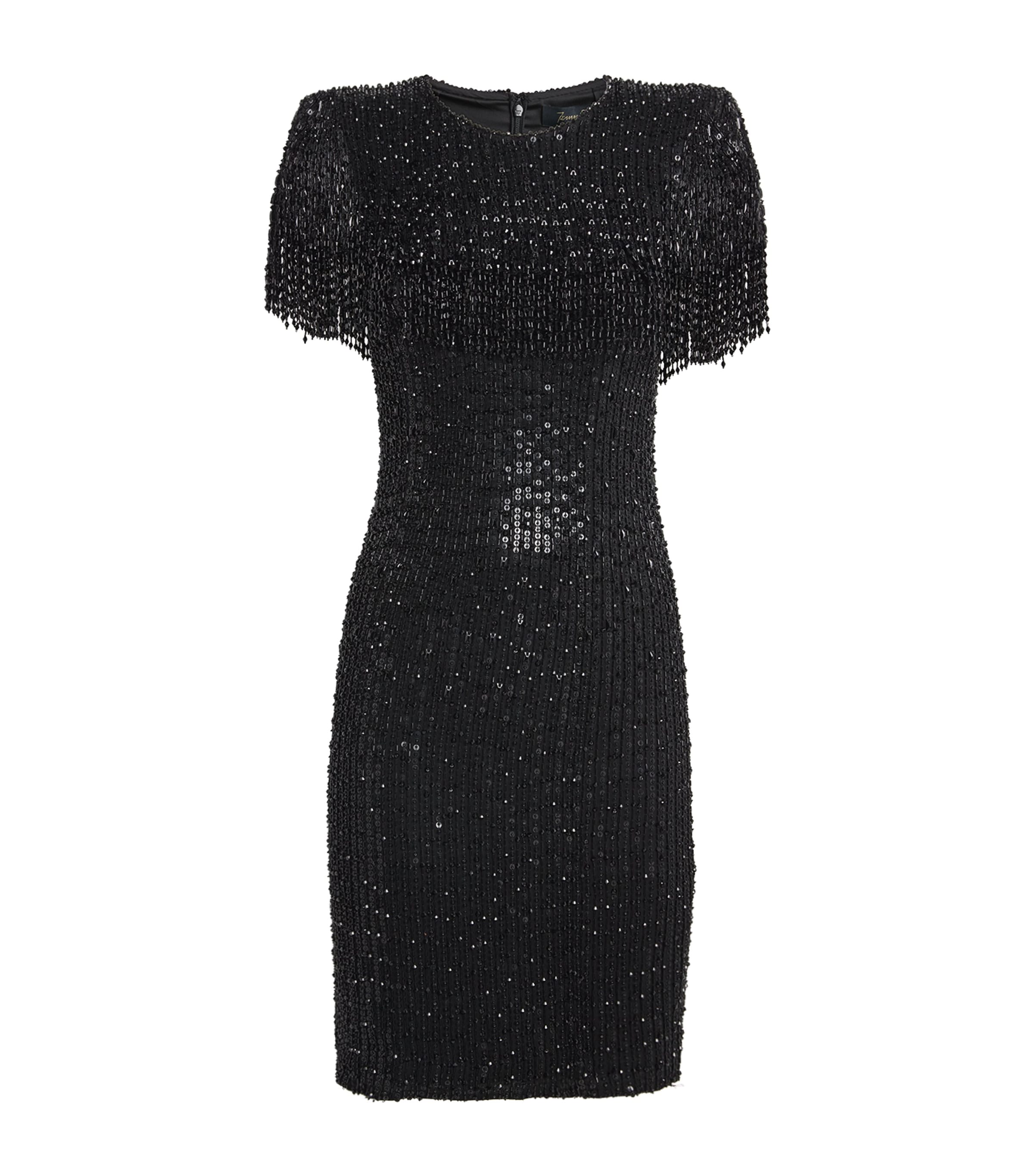 Jenny Packham Sequin Swish Mini Dress In Black