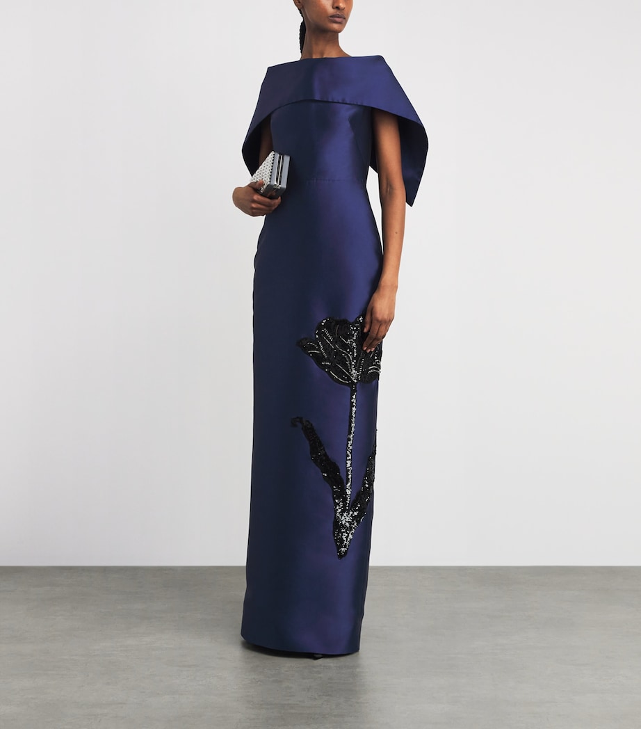 Erdem Womens Embellished Off-The-Shoulder Column Gown Beetle Image 2