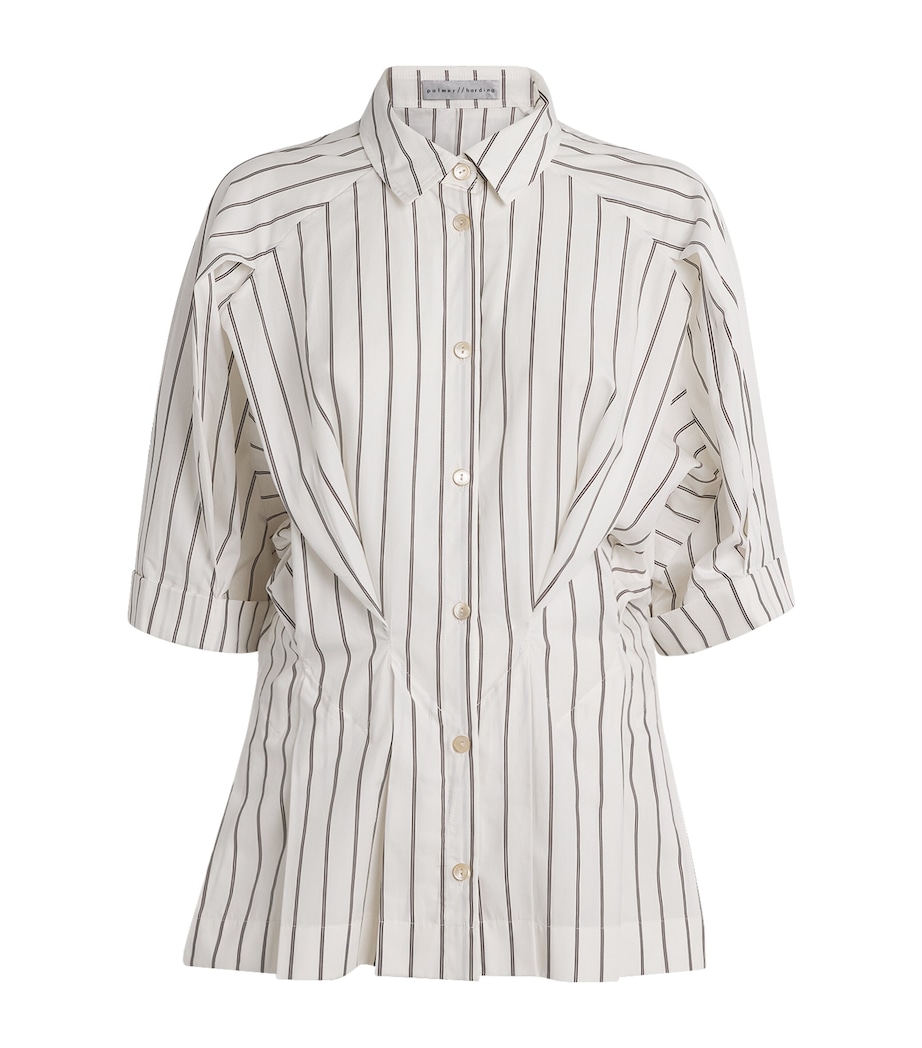Palmer//Harding Womens Cotton Stripe Vessel Shirt Brown Cttn Dbl Strip Image 1