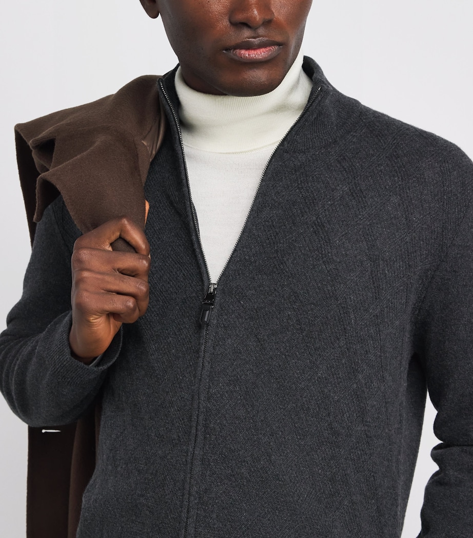 Wool-Cashmere Jacquard Zip-Up Cardigan 111 Image 6