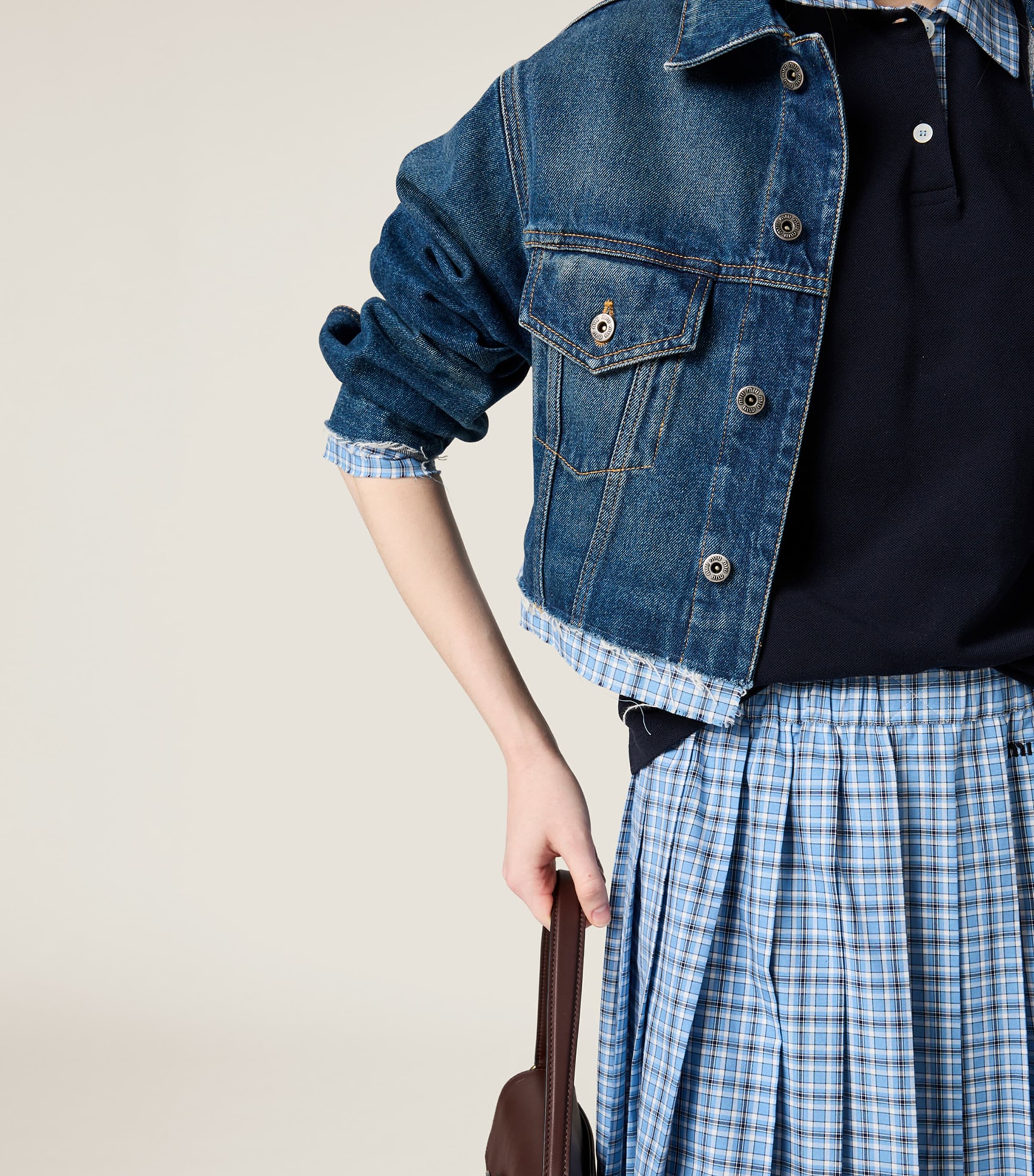Miu Miu Womens Cotton Pleated Midi Skirt Image 5