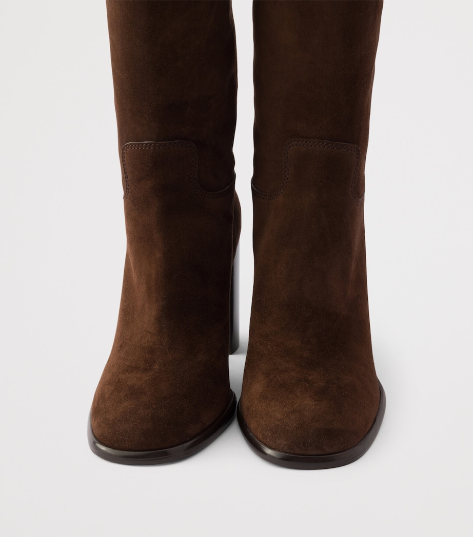 Prada Suede Knee-High Boots 85 Brown Image 5