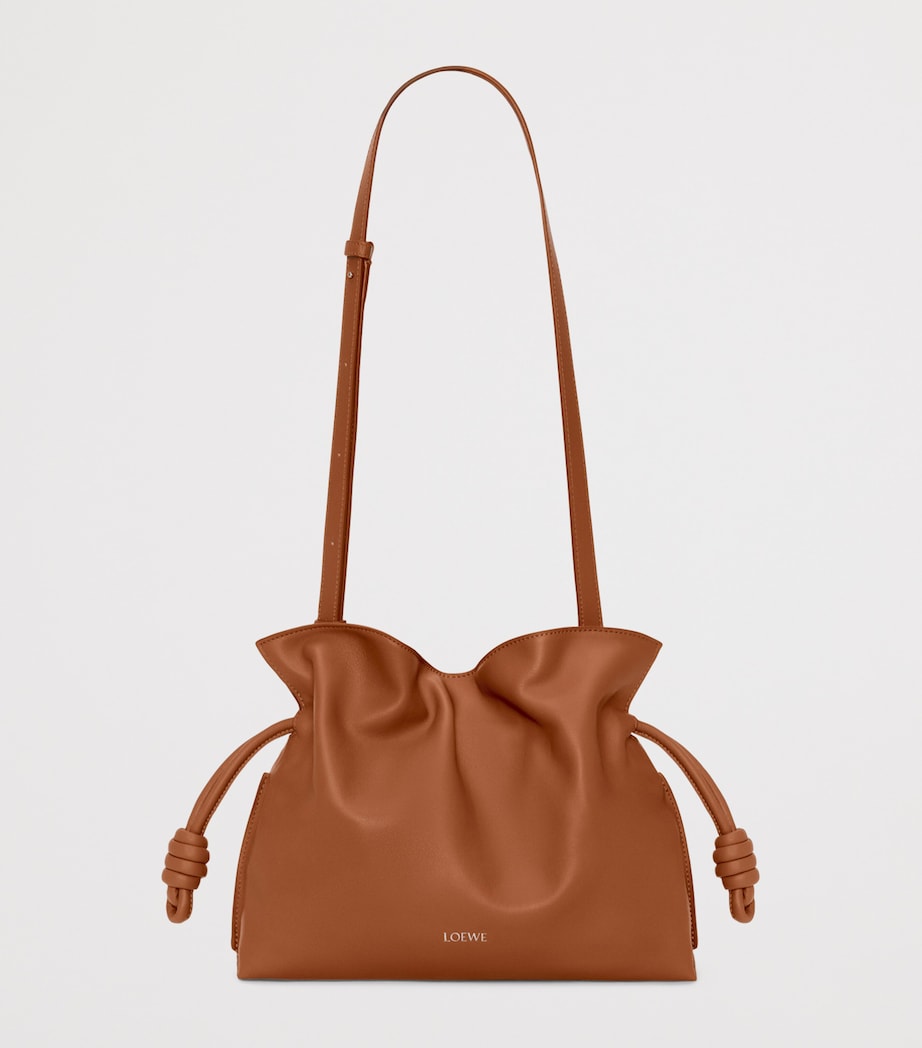 Medium Leather Flamenco Clutch Bag SQUIRREL Image 4