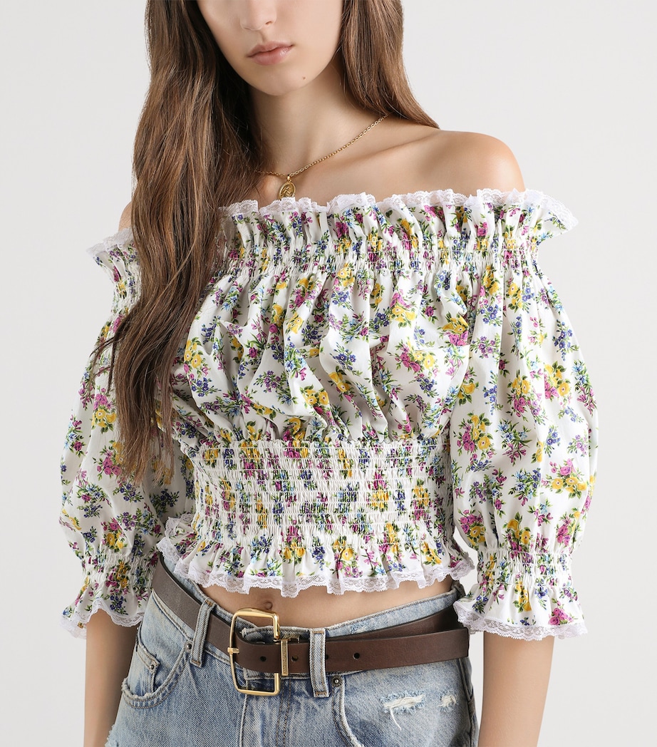 Dolce&Gabbana Womens Cotton-Blend Floral Top Fior Image 4
