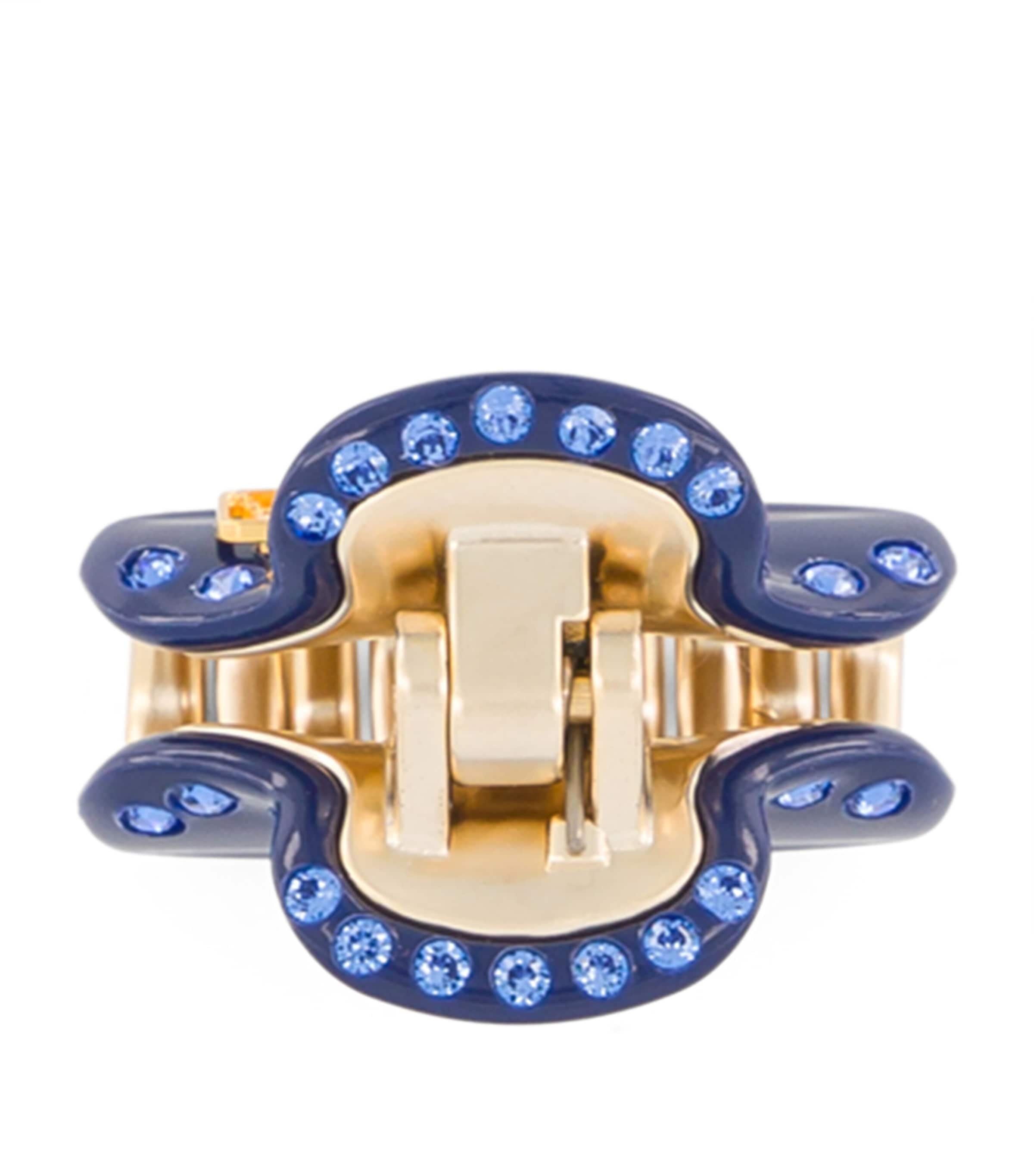 Alexandre de Paris Gold-Plated Crystal-Embellished Claw Hair Clip Marine/or Image 3