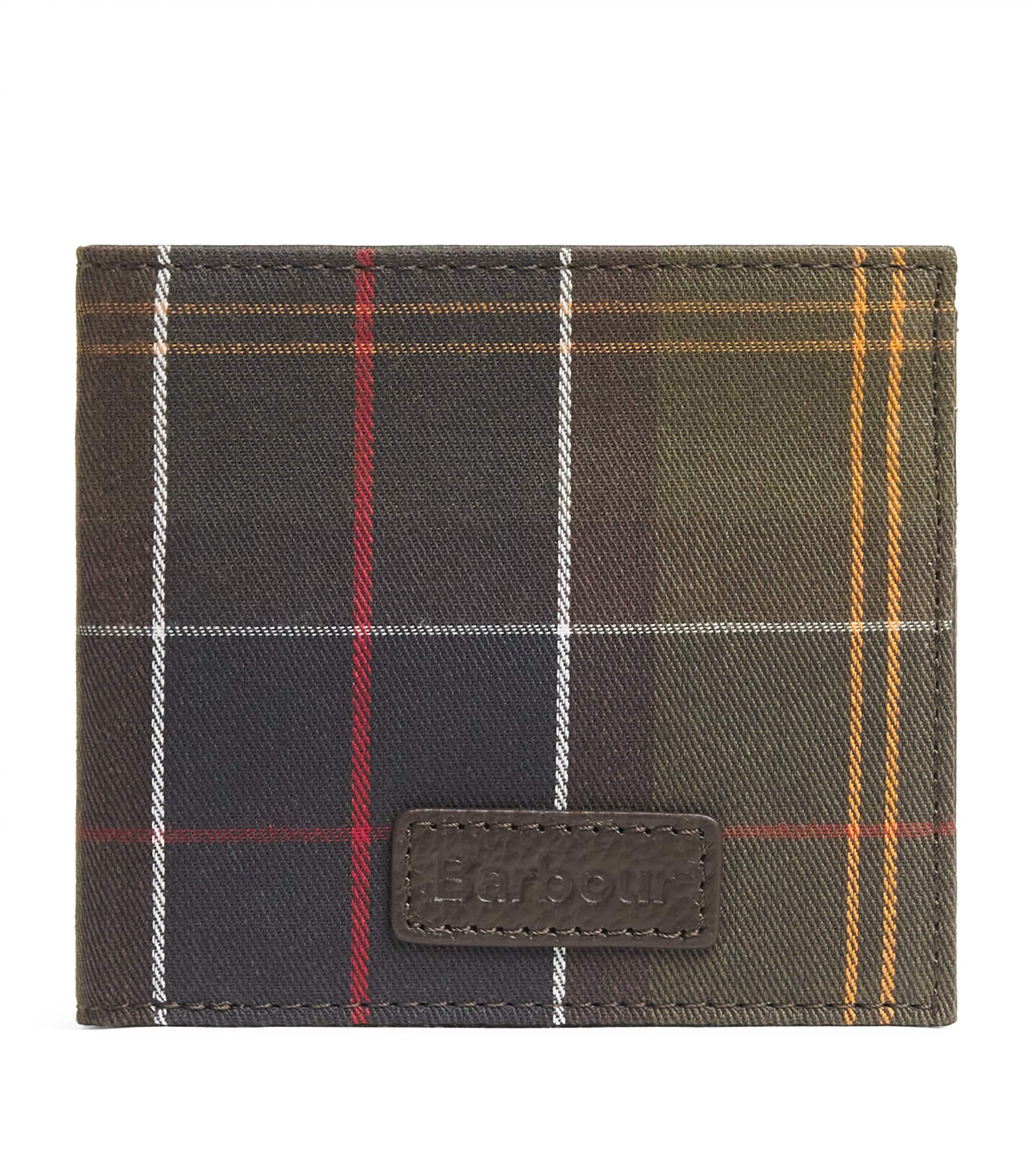 Barbour Cotton Leather-detail Tartan Wallet In Brown