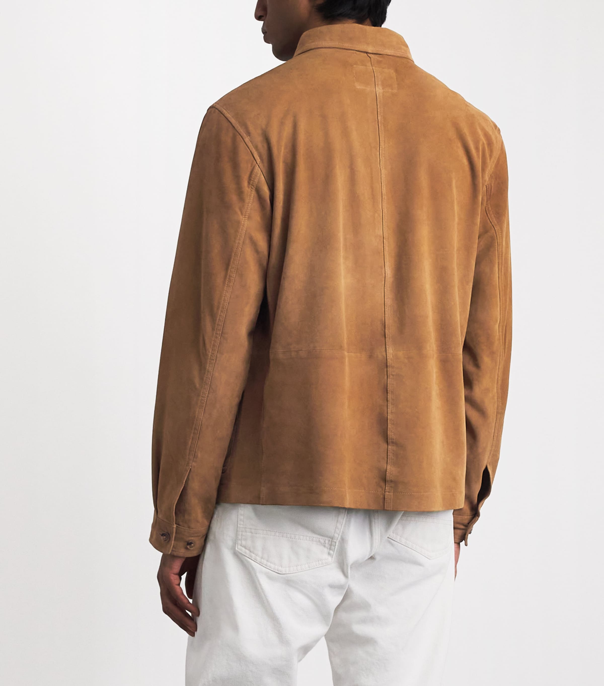 Polo Ralph Lauren Mens Suede Patch-Pocket Overshirt Cafe Brown X Image 5
