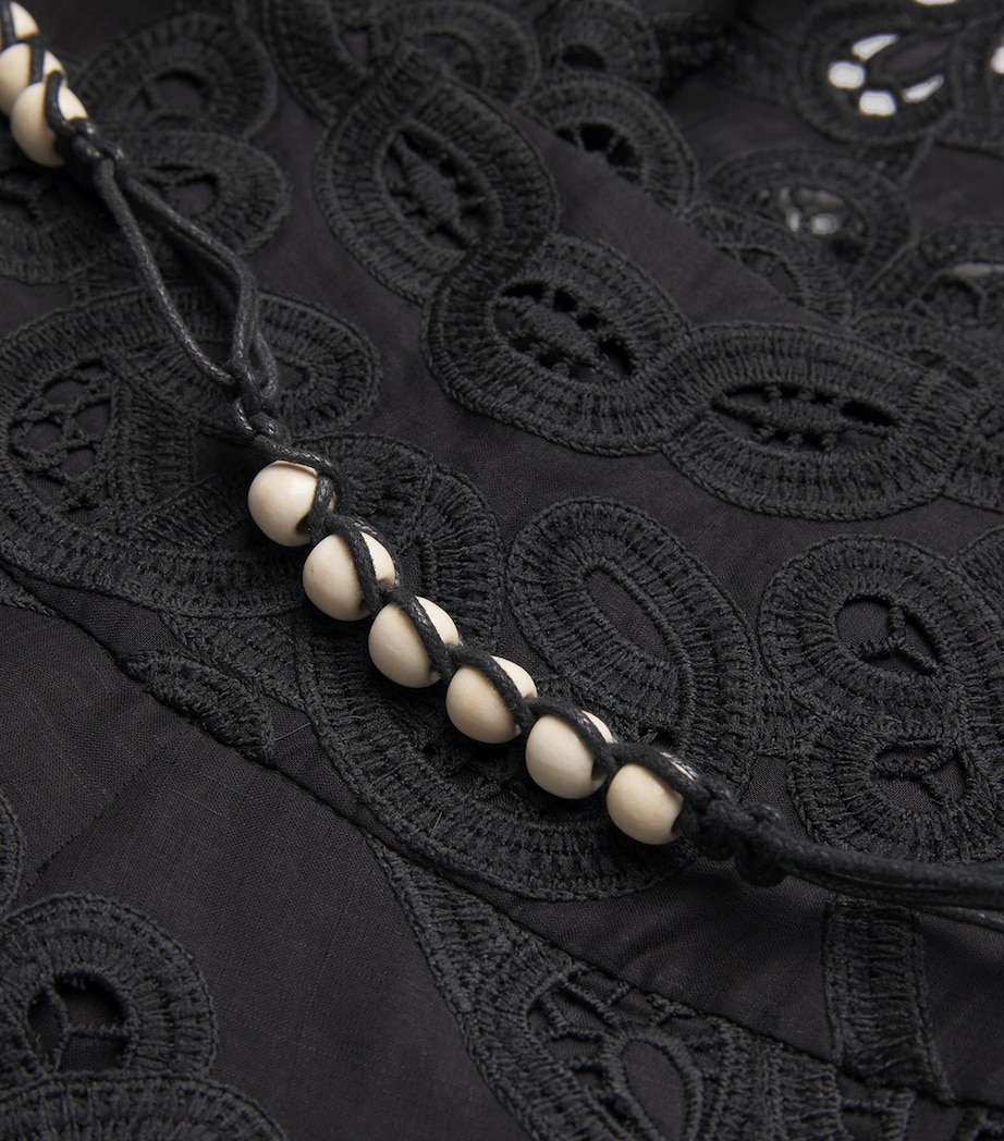 Cotton Rhiannon Embroidered Midi Skirt BLK/BLACK Image 5