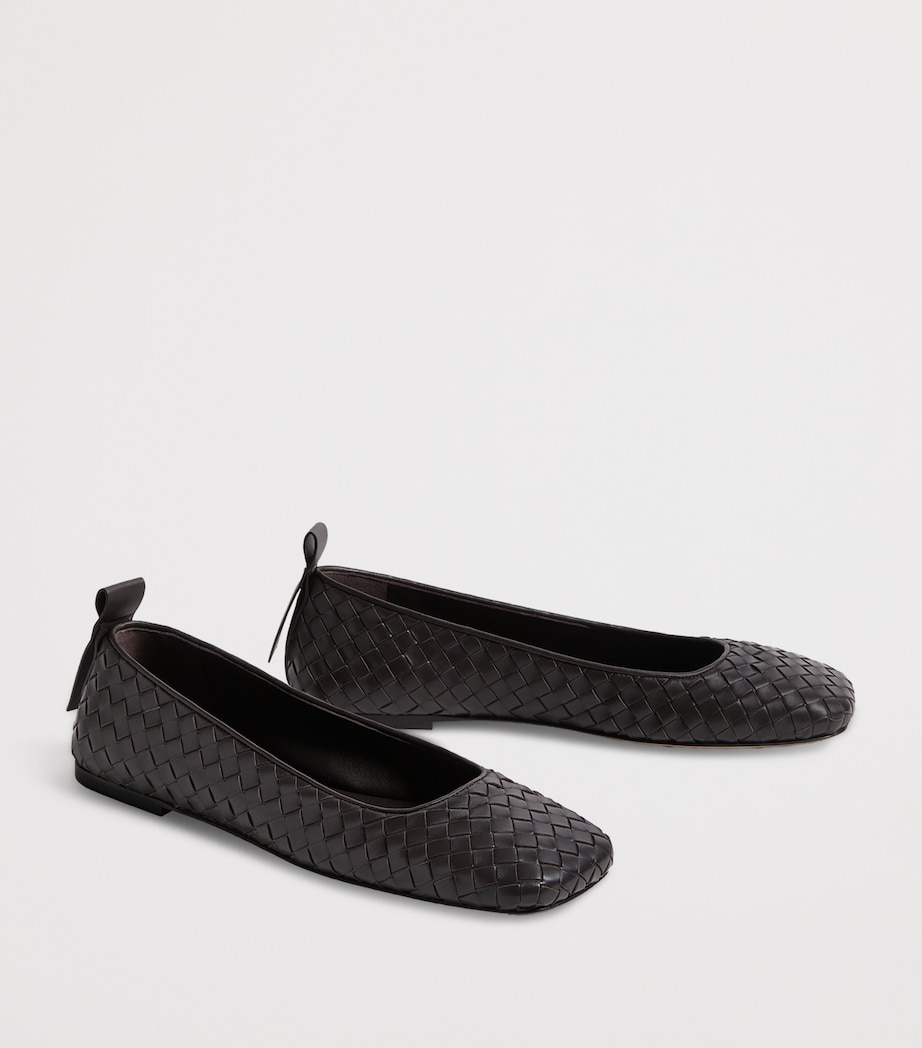 Bottega Veneta Womens Leather Intrecciato Ballet Flats Image 3