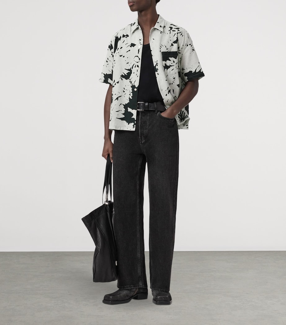 AllSaints Mens Organic Cotton-Linen Girona Shirt Sharp White Image 5