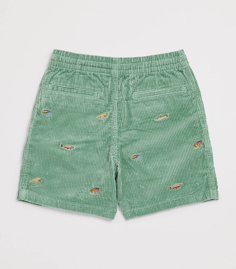 Ralph Lauren Kids Corduroy Embroidered Prepster Shorts (6-14 Years) Faded Mint Image 2