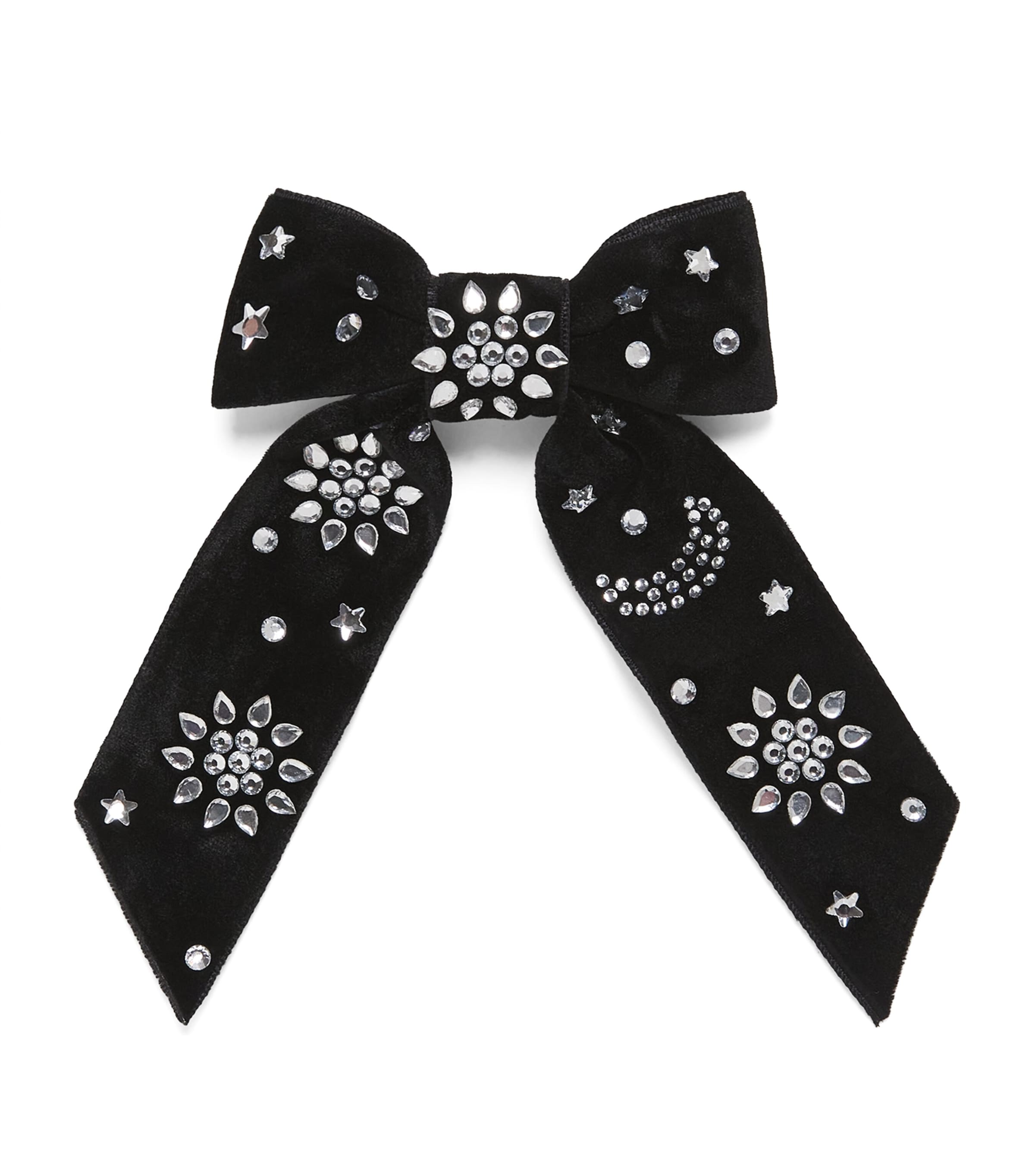 Tartine Et Chocolat Velvet Embellished Hair Bow In Black