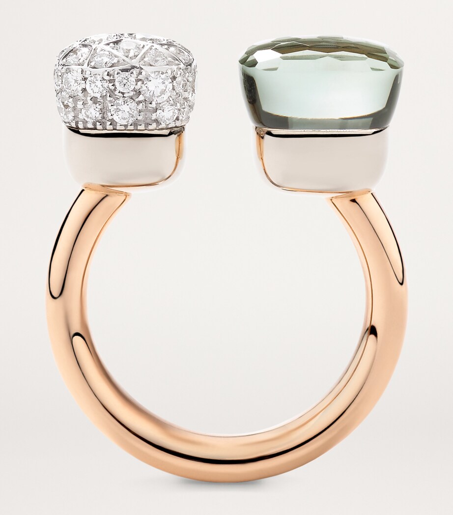 Mixed Gold Diamond and Prasiolite Nudo Ring DB0PA Image 4