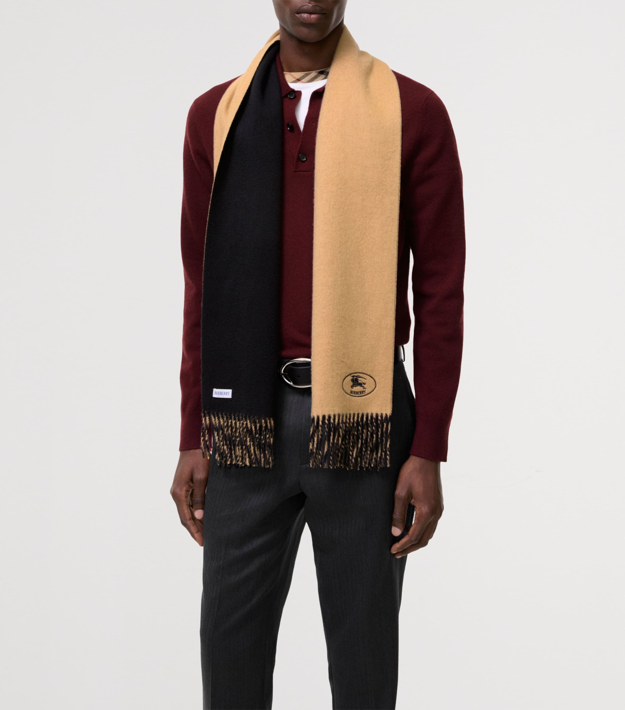 Burberry Cashmere Reversible Scarf Camel/black Image 5