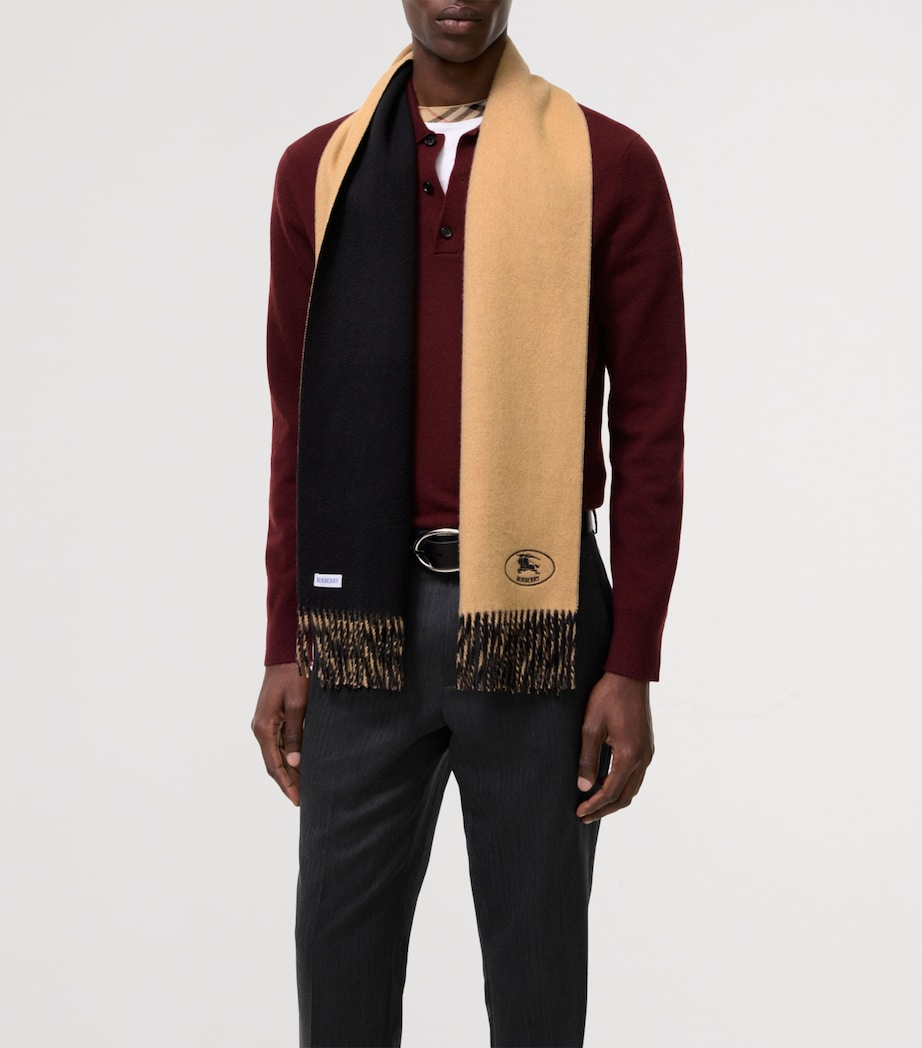 Burberry Cashmere Reversible Scarf Camel/black Image 5
