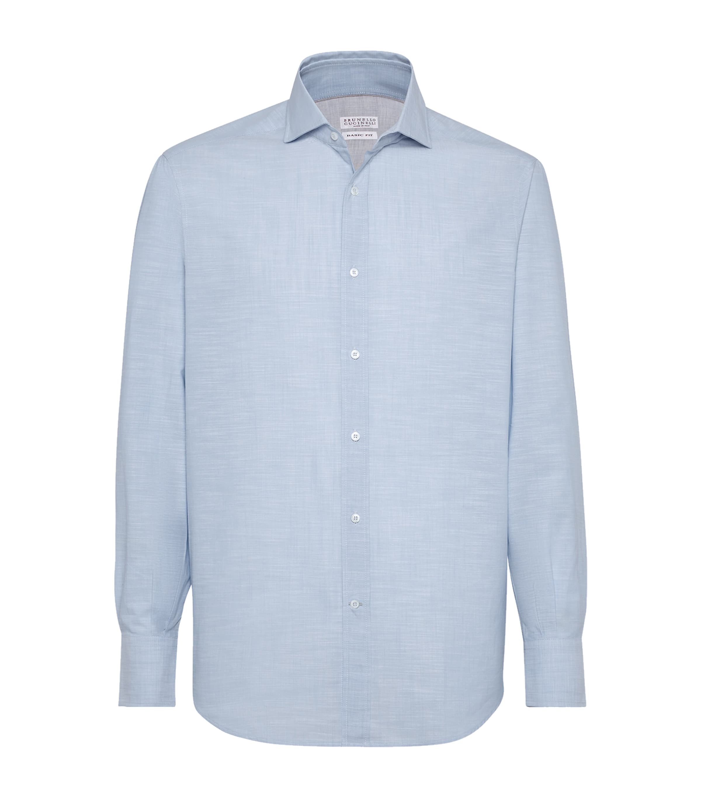 Brunello Cucinelli Cotton Oxford Slim-fit Shirt In Blue