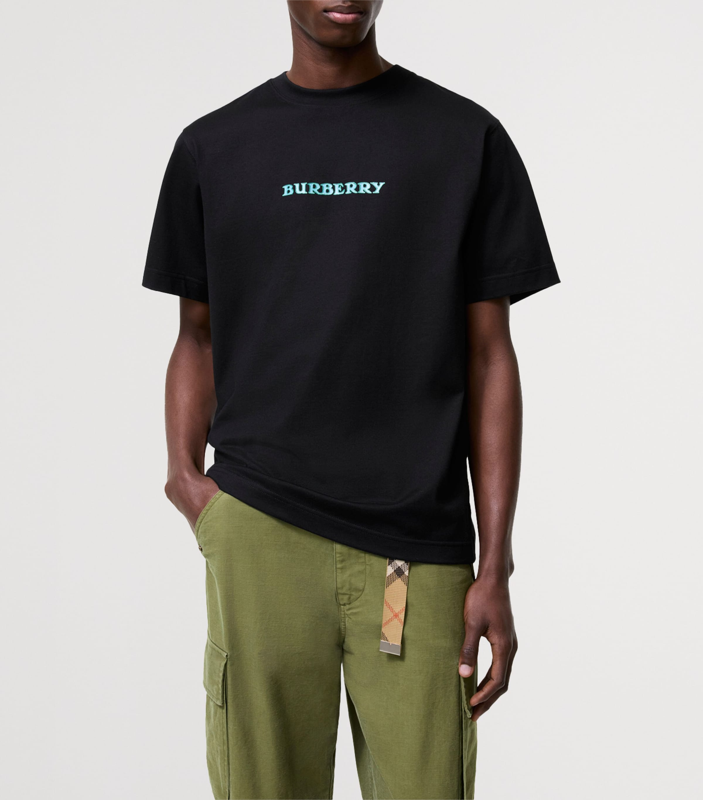 Burberry Mens Cotton Logo EKD T-Shirt Black Image 2