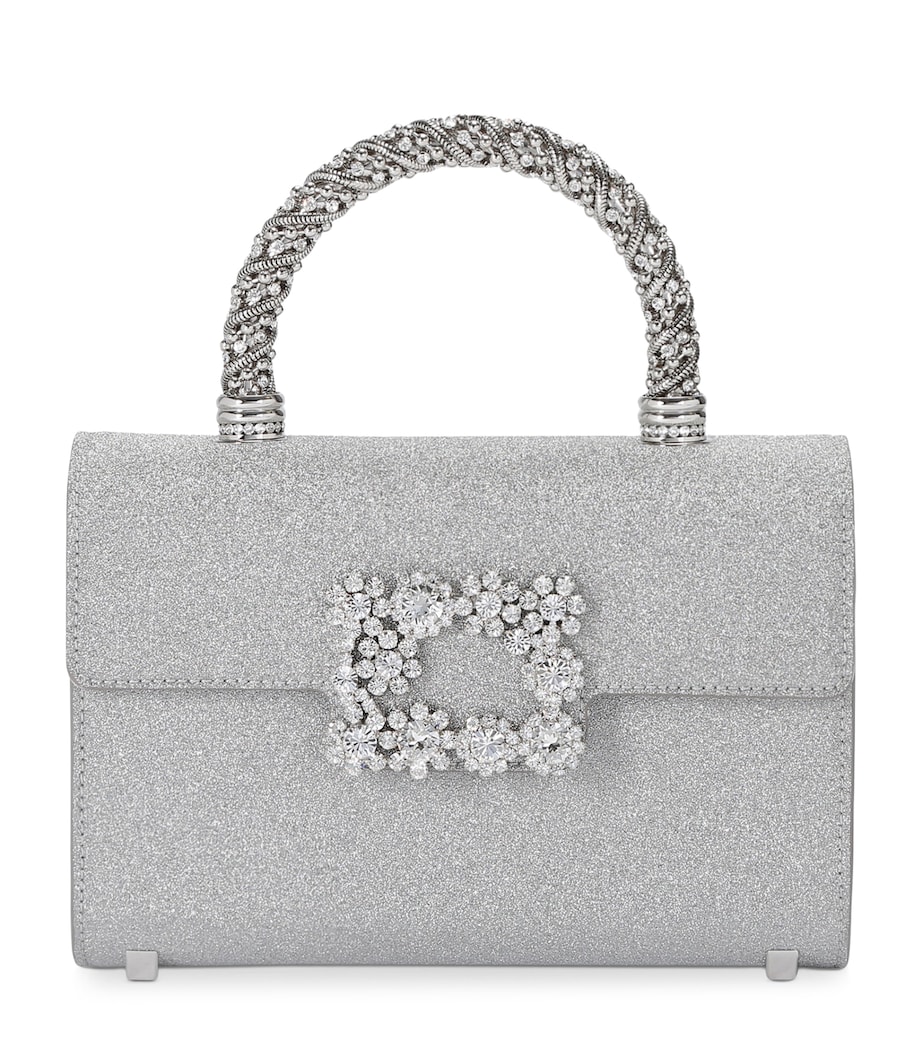 Mini Flower Jewel Envelope Top-Handle Bag SILVER Image 1