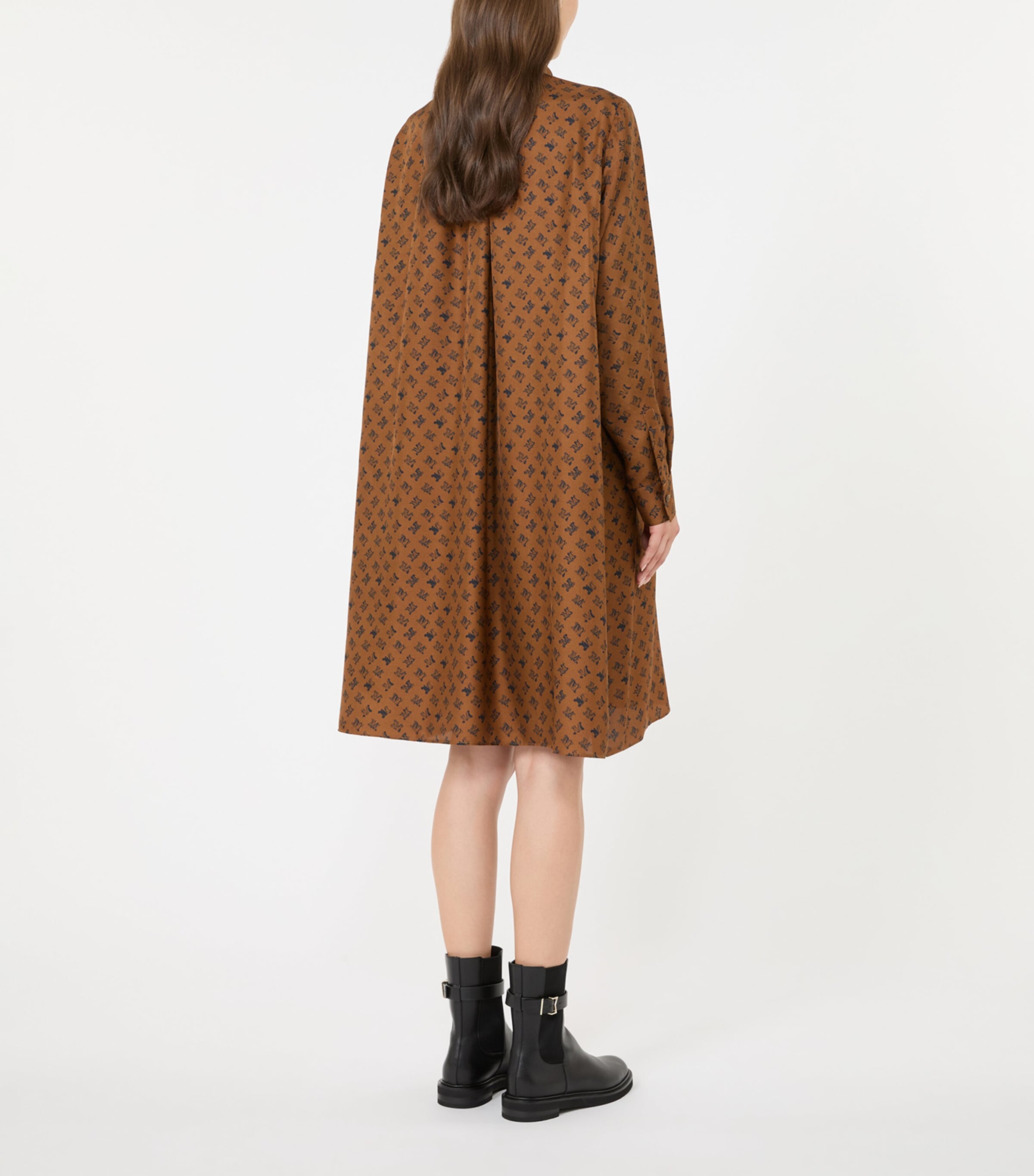 Max Mara Womens Silk Logo-Print Shirt Dress Tobacco Image 4