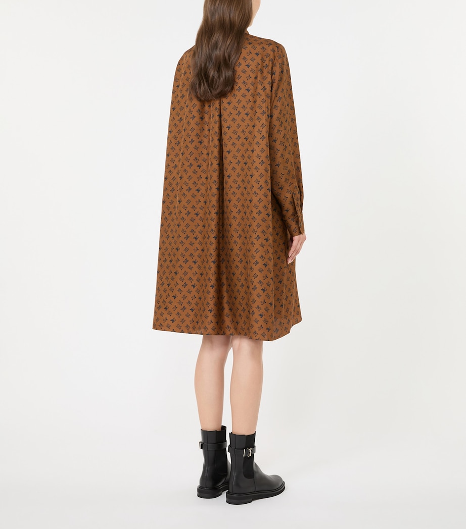 Max Mara Womens Silk Logo-Print Shirt Dress Tobacco Image 4