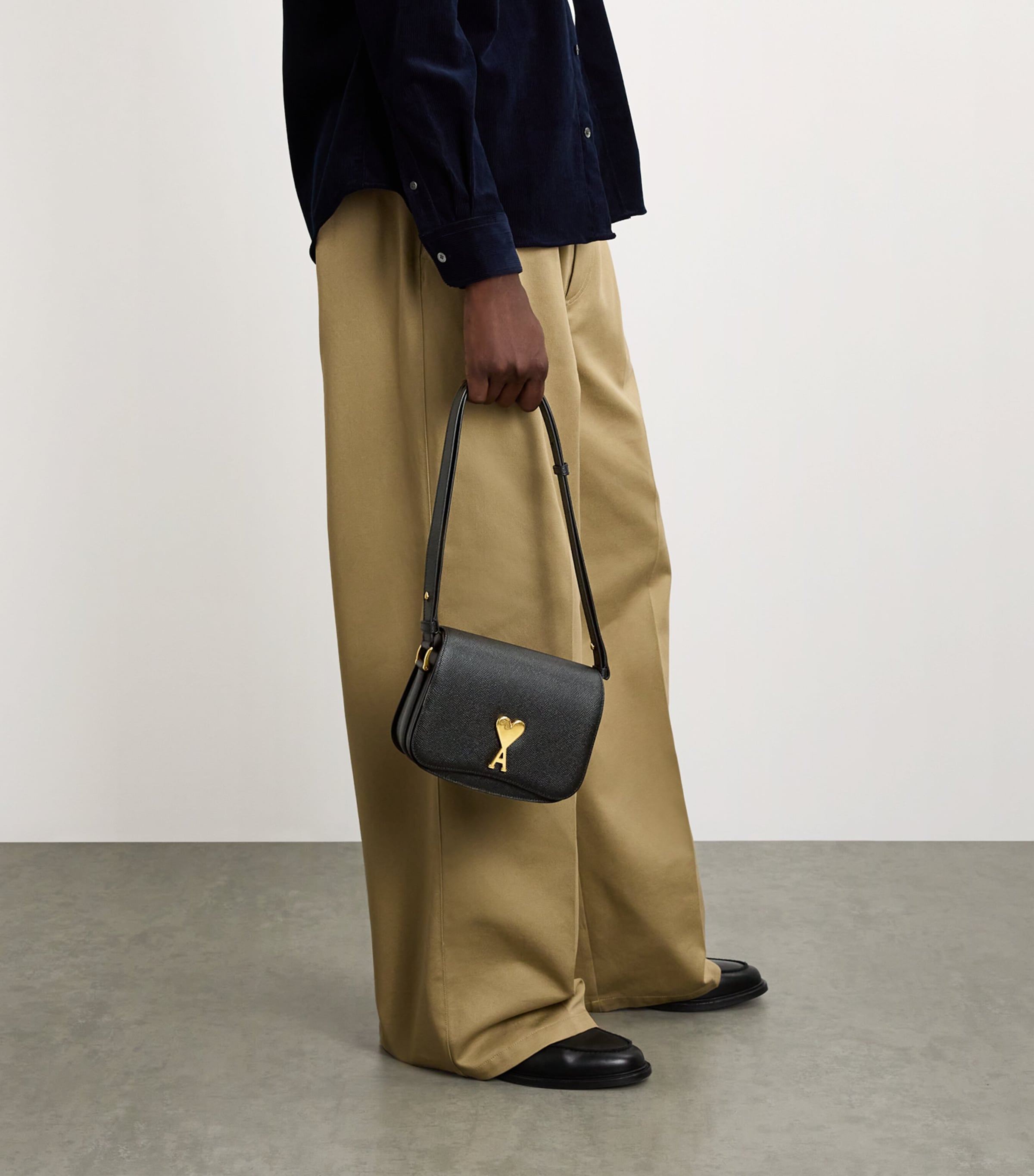 AMI Paris Black Leather Paris Paris Cross-Body Bag | Harrods UK