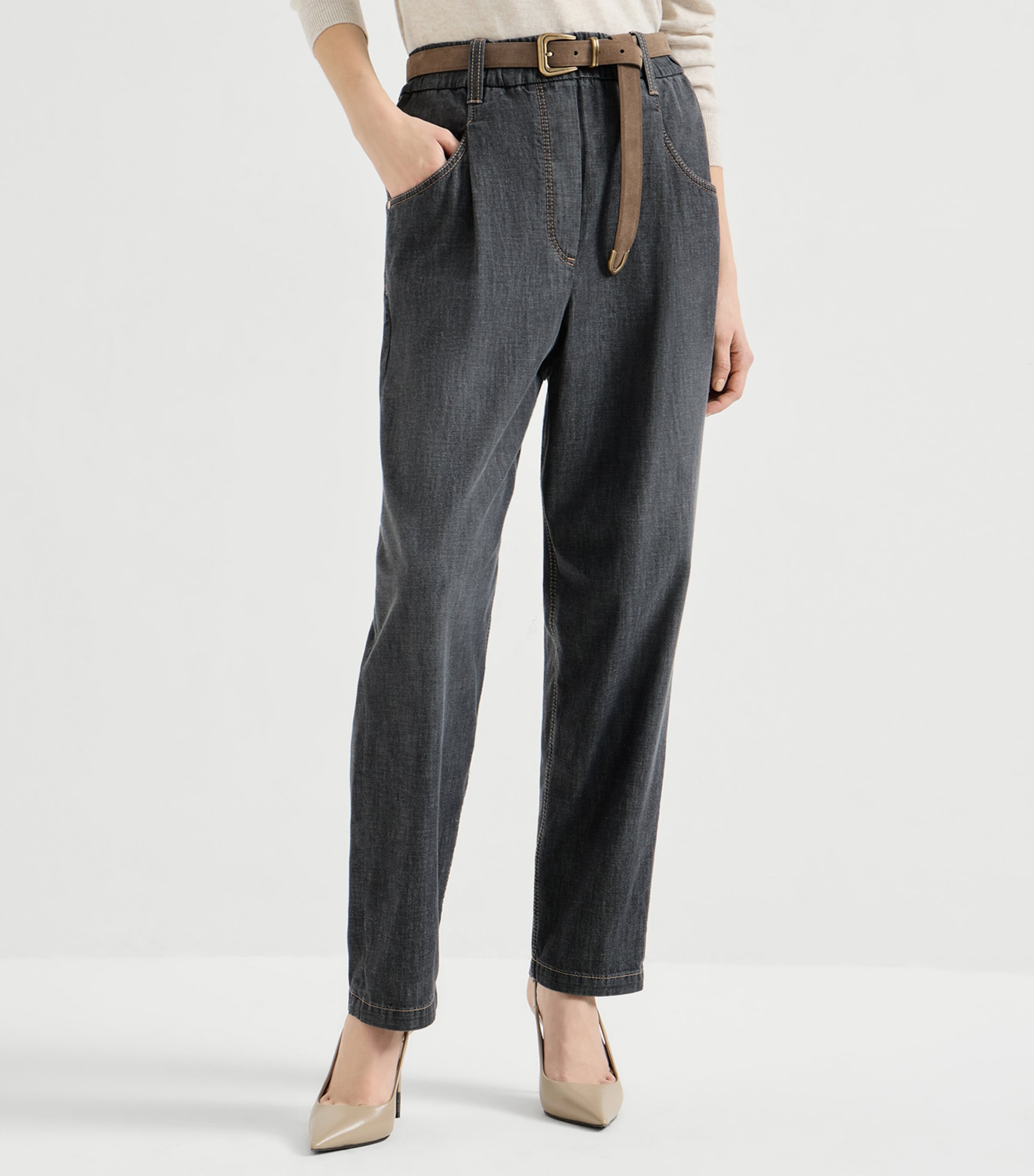 Brunello Cucinelli Womens Denim Straight Trousers Image 3