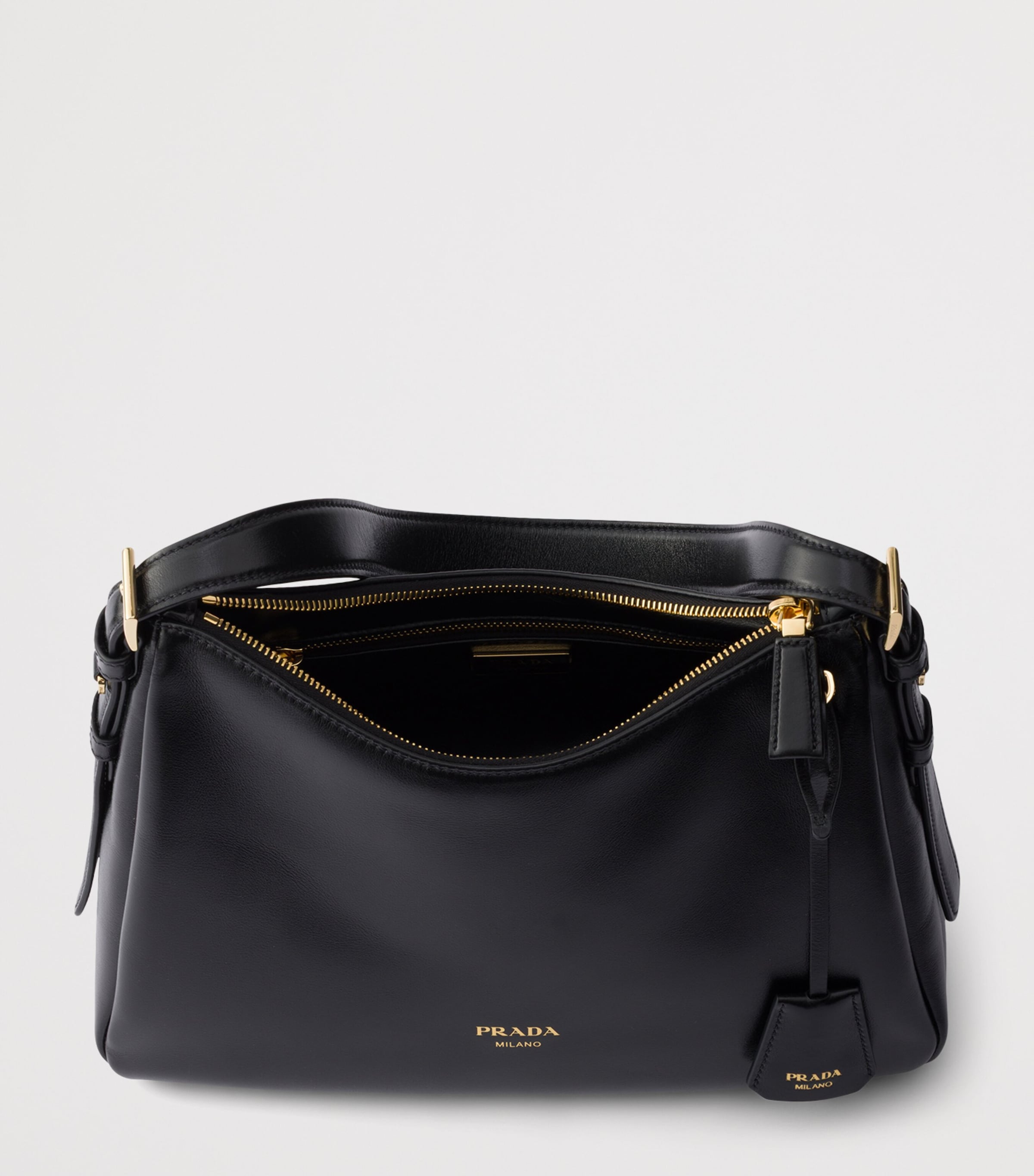 Prada Medium Leather Aimée Shoulder Bag Black Image 4