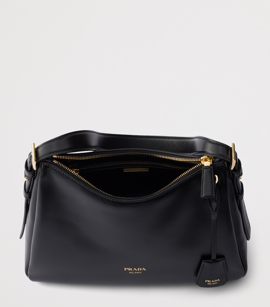 Prada Medium Leather Aimée Shoulder Bag Black Image 4