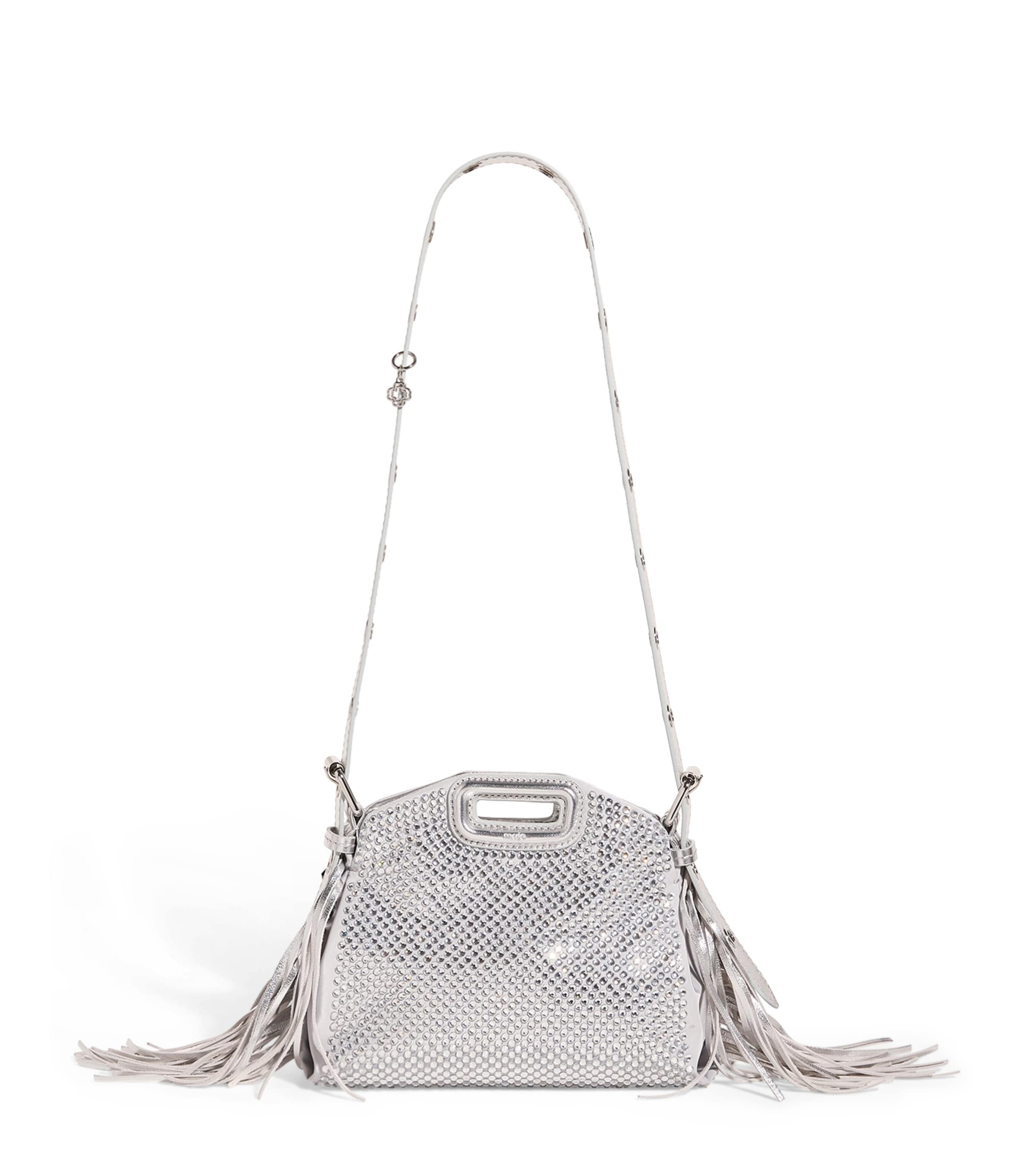 Maje Mini Embellished Leather Miss M Shoulder Bag In Black