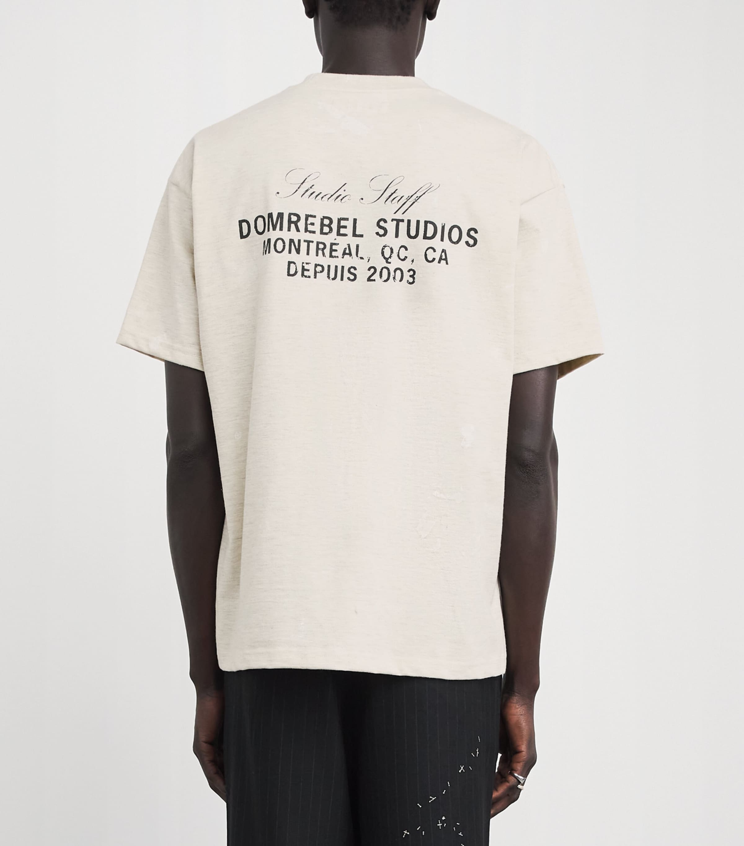 DOMREBEL Mens Cotton Staff T-Shirt Greige Image 5