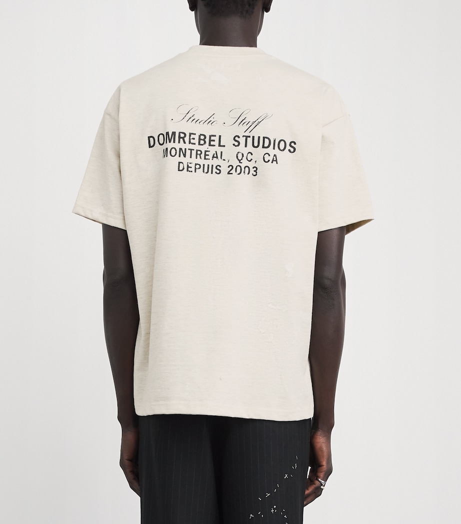 DOMREBEL Mens Cotton Staff T-Shirt Greige Image 5