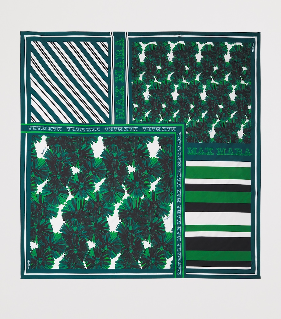 Silk Floral Print Square Scarf EMERALD Image 3