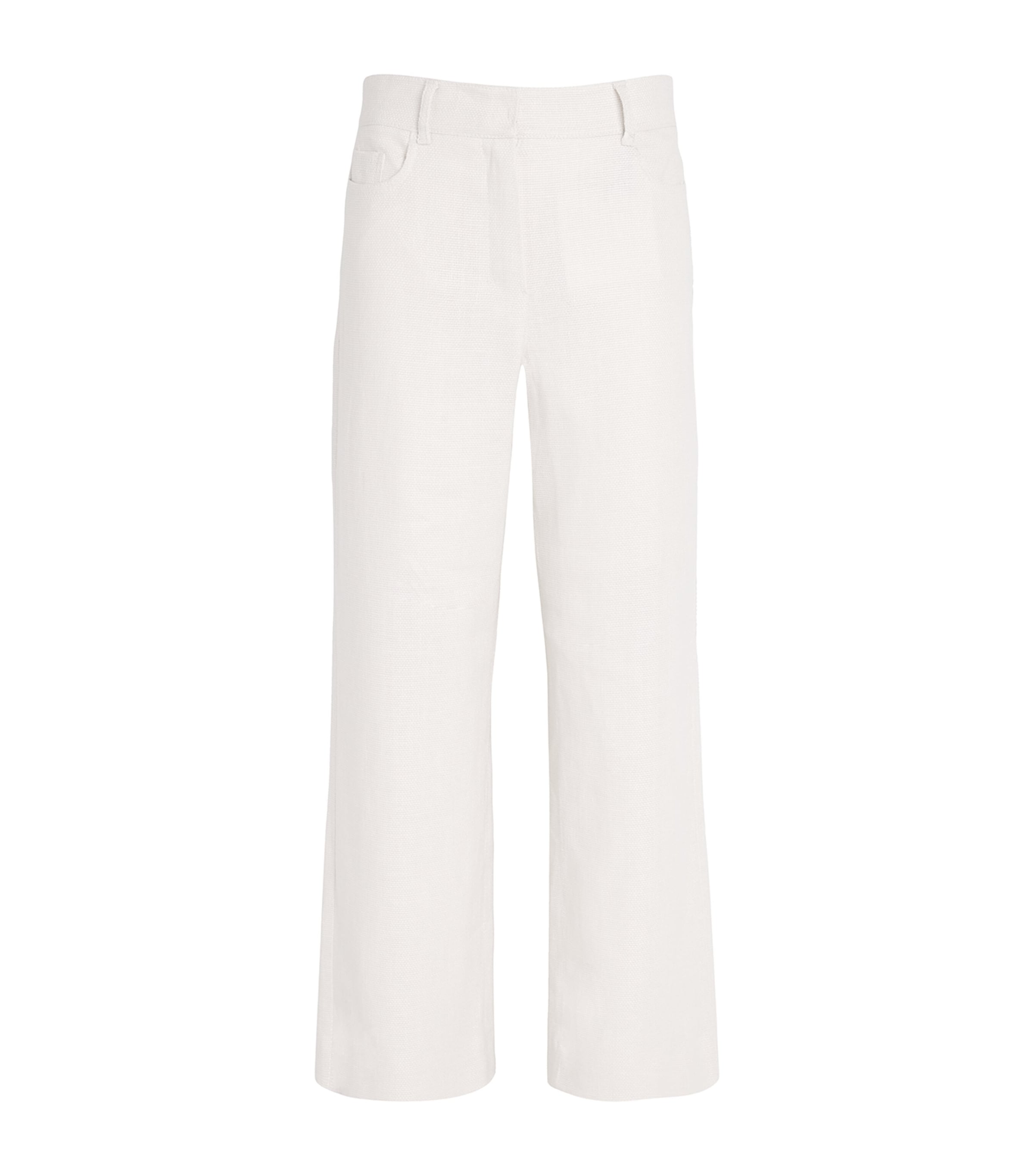 Max Mara Womens White Black Giuliva Striped Wide-leg Linen And Cotton-blend Trousers In Beige