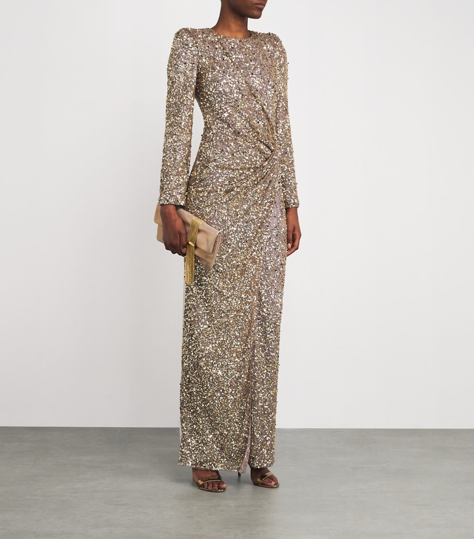 Sequinned Marie Maxi Dress 2119 GRANTE GLD BDNG Image 2