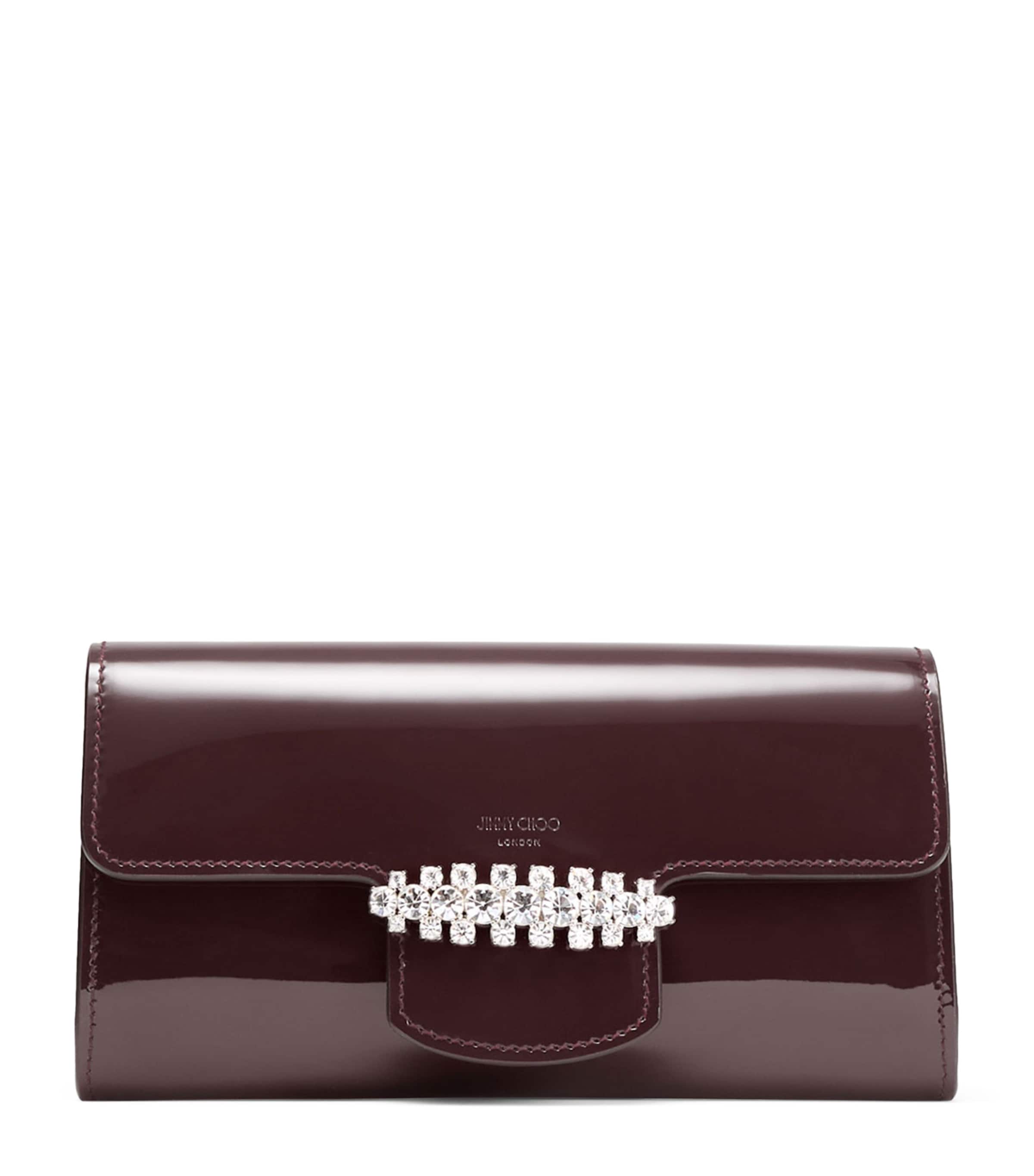 Jimmy Choo Bing Patent Leather Wallet-on-chain In Burgundy