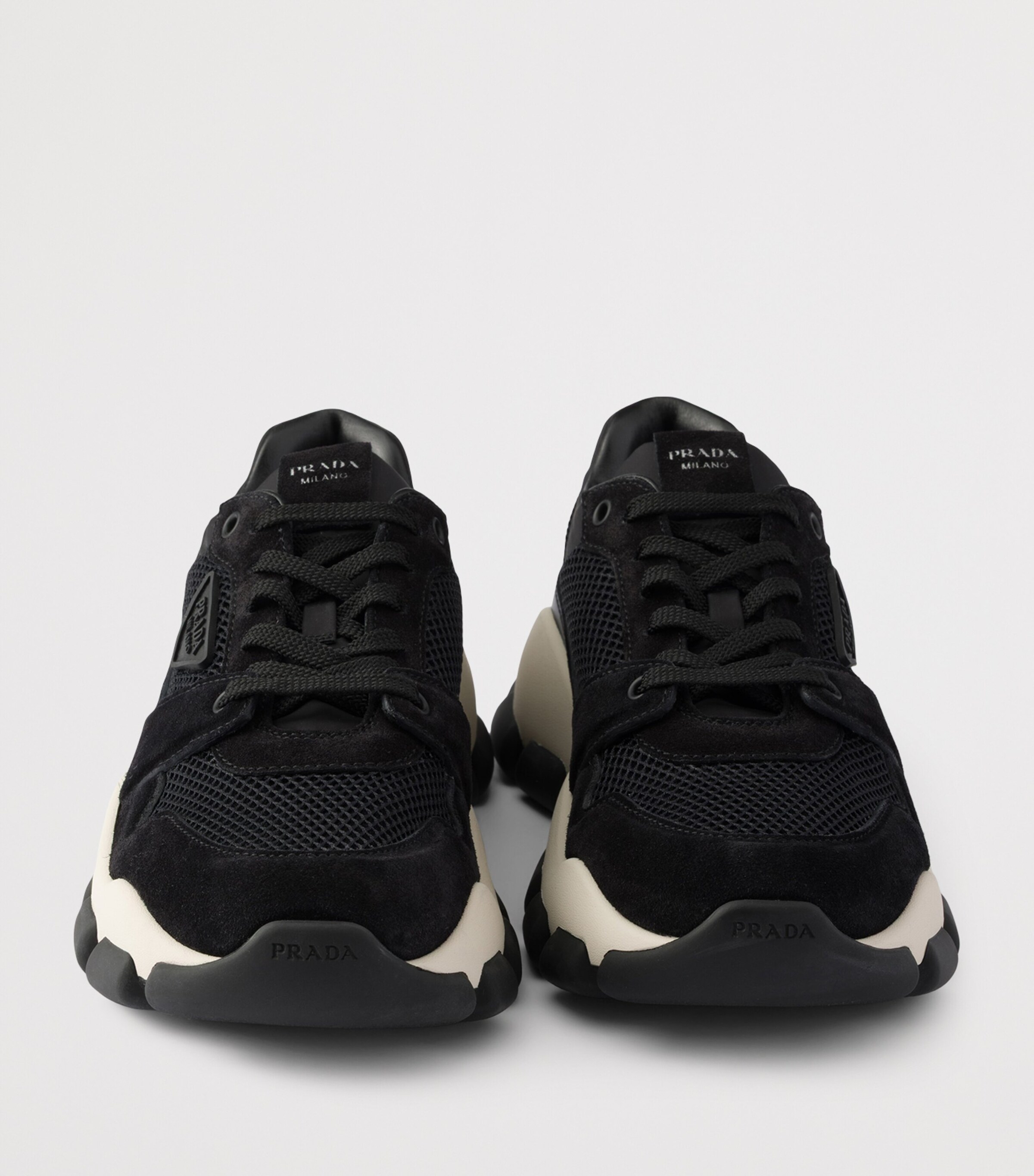 Prada Mesh Fabric and Suede Sneakers Black Image 5