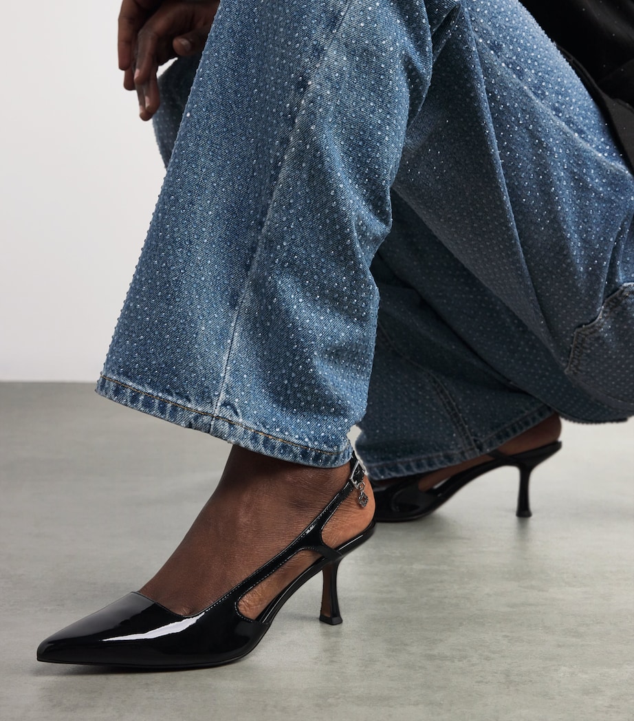 Patent Leather Slingback Pumps 70 BLACK Image 2