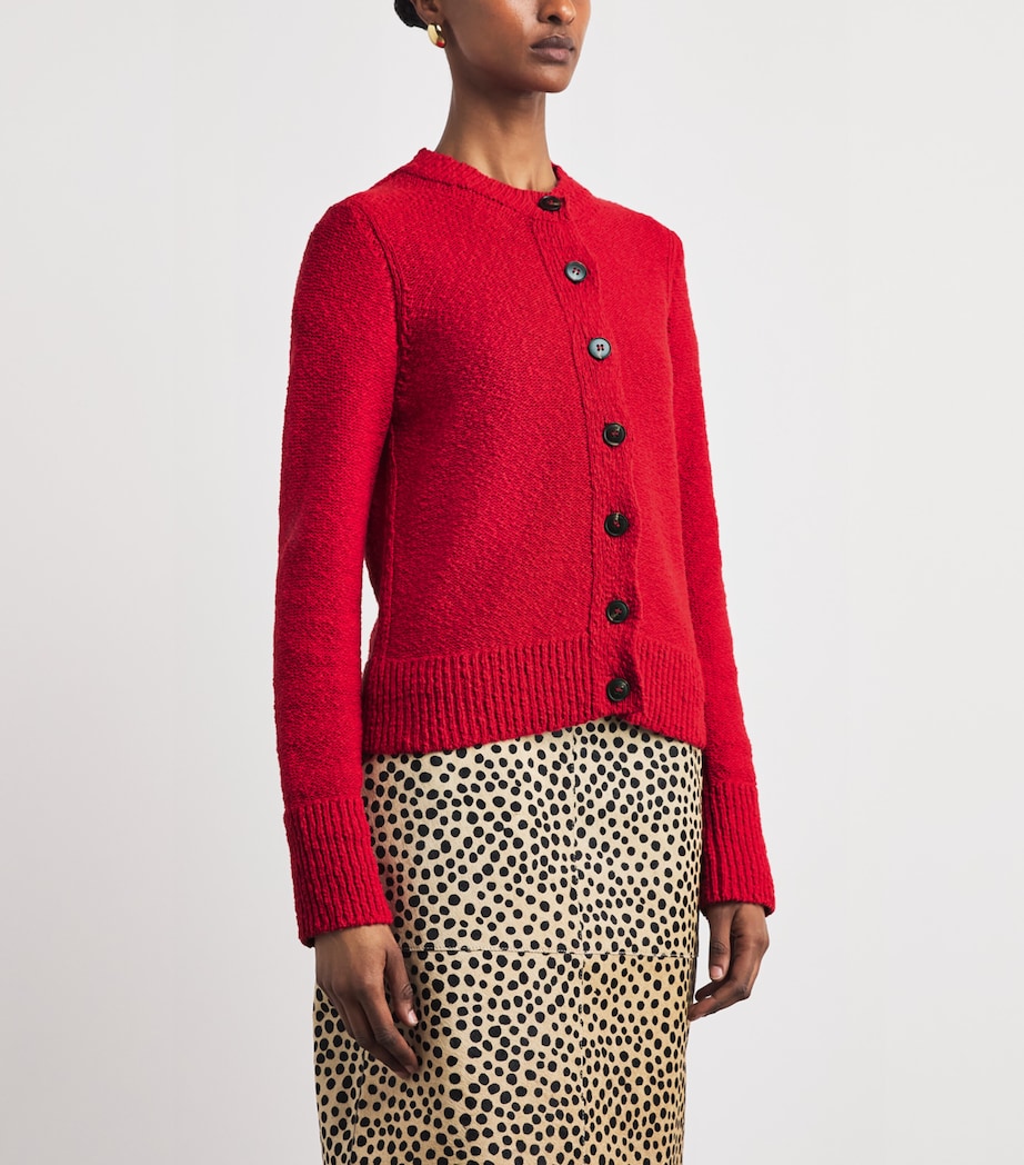 ME+EM Womens Cotton-Linen Bouclé Cardigan Rose Petal Red Image 4