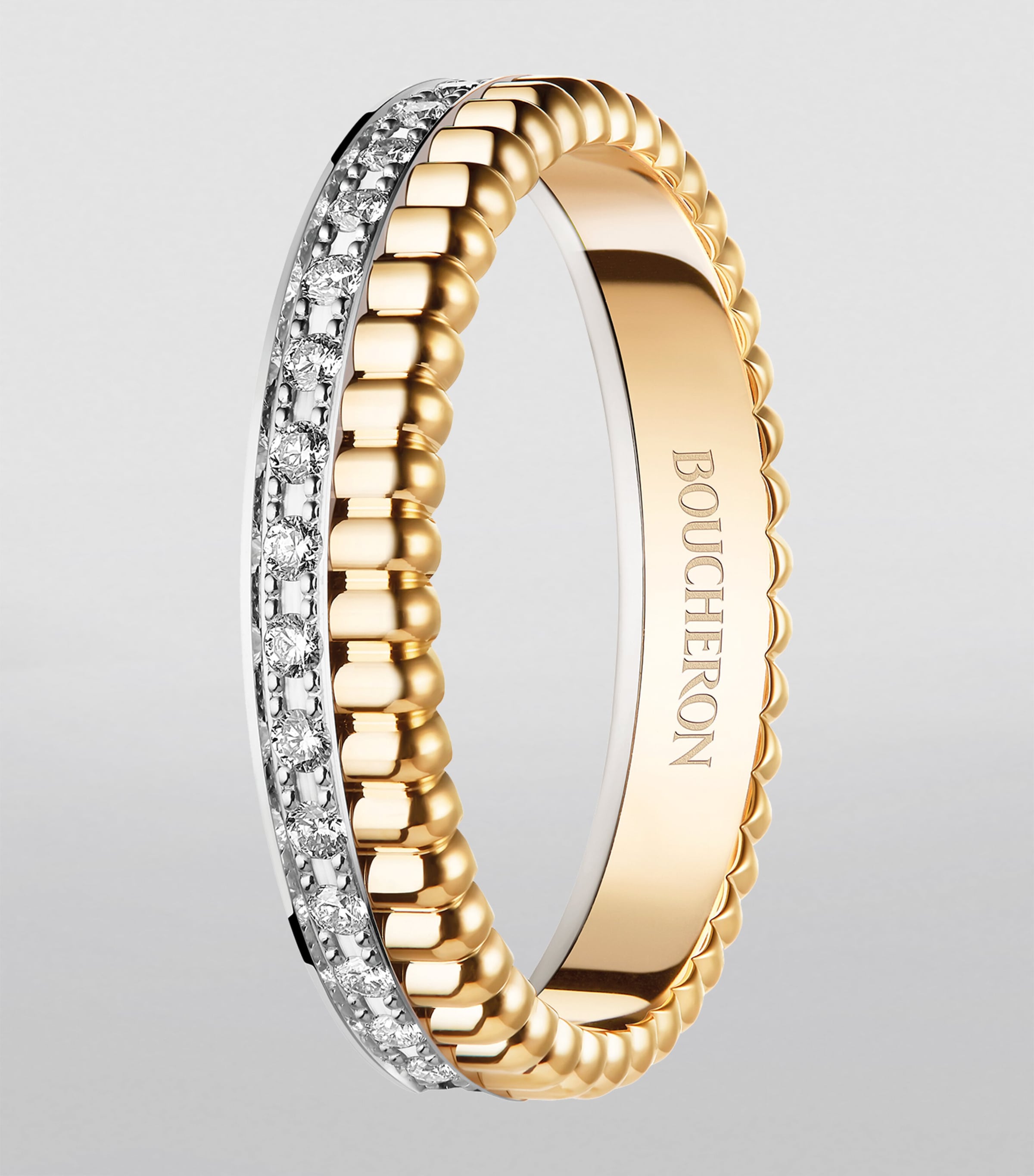 Yellow Gold, White Gold and Diamond Quatre Radiant Wedding Band NO COLOUR Image 2