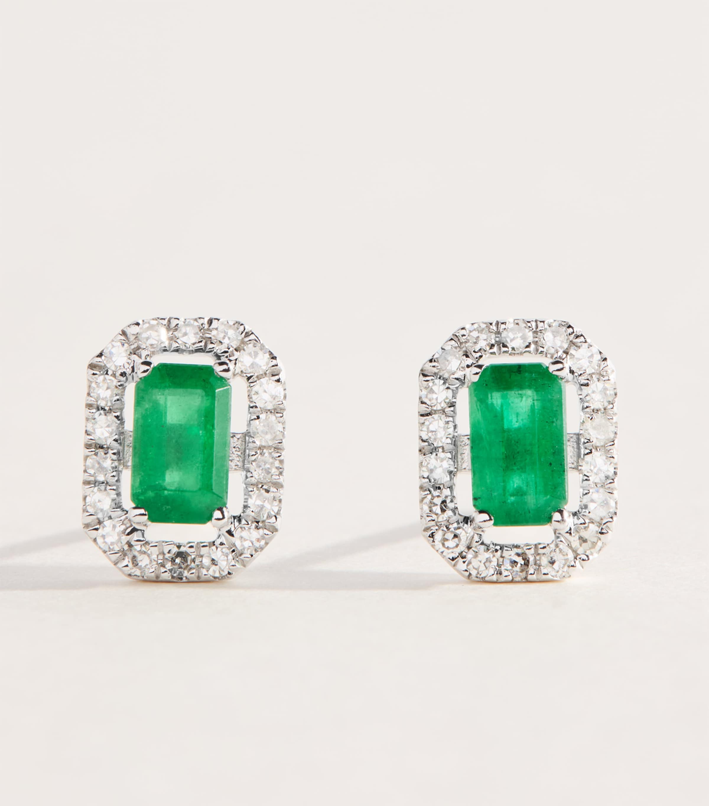 SHAY White Gold, Diamond and Emerald Mini Me Earrings White Gold Image 1